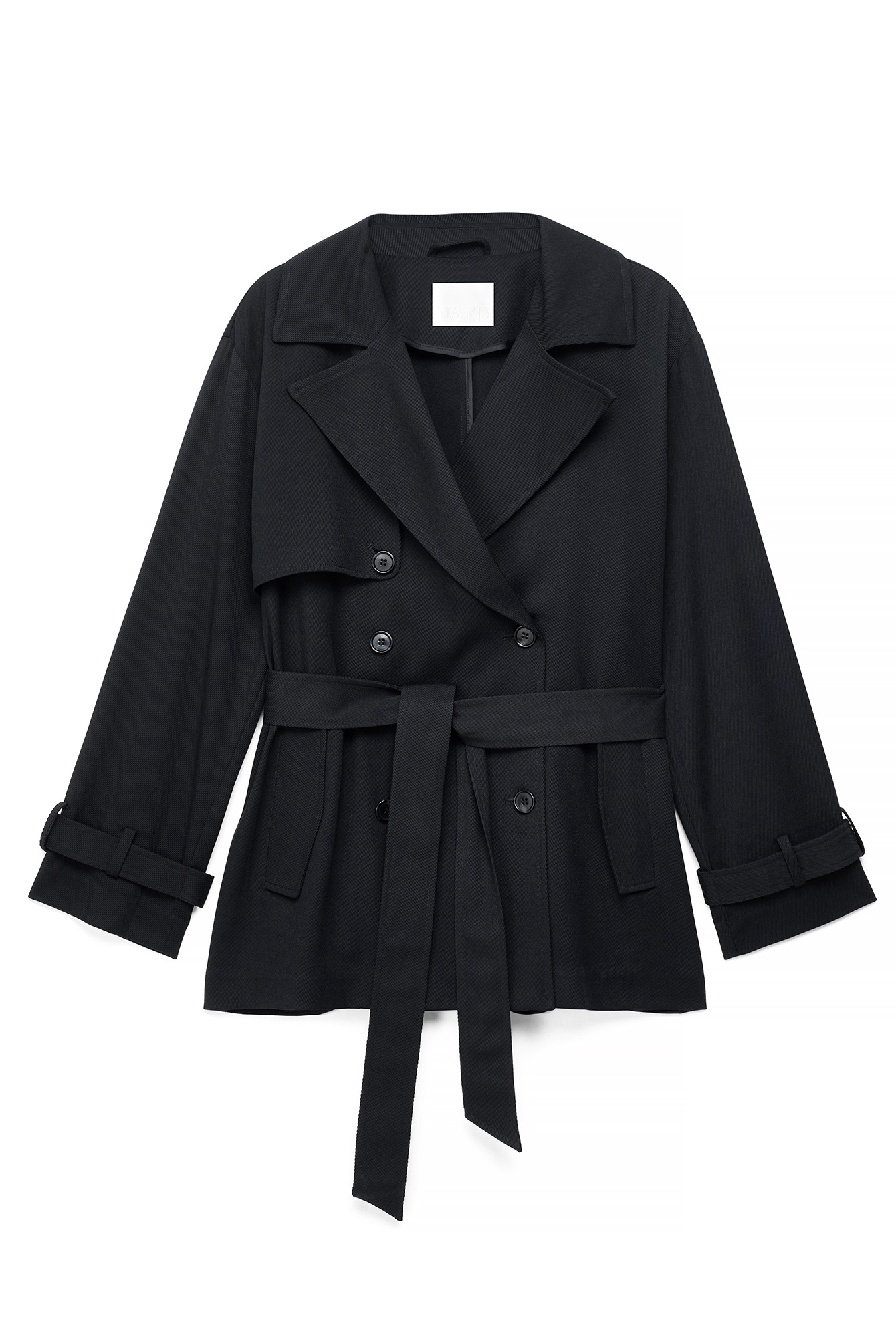 Black Belted Short Trenchcoat