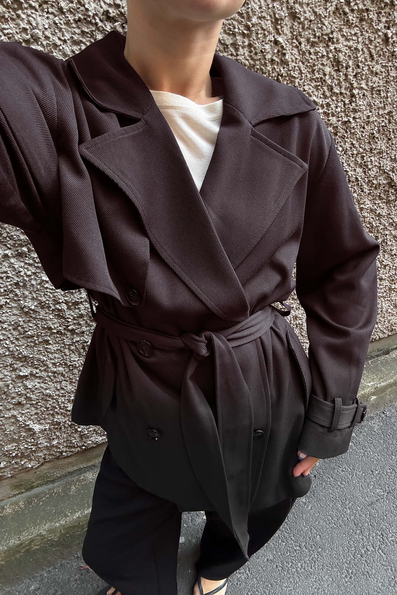 Brown Belted Short Trenchcoat
