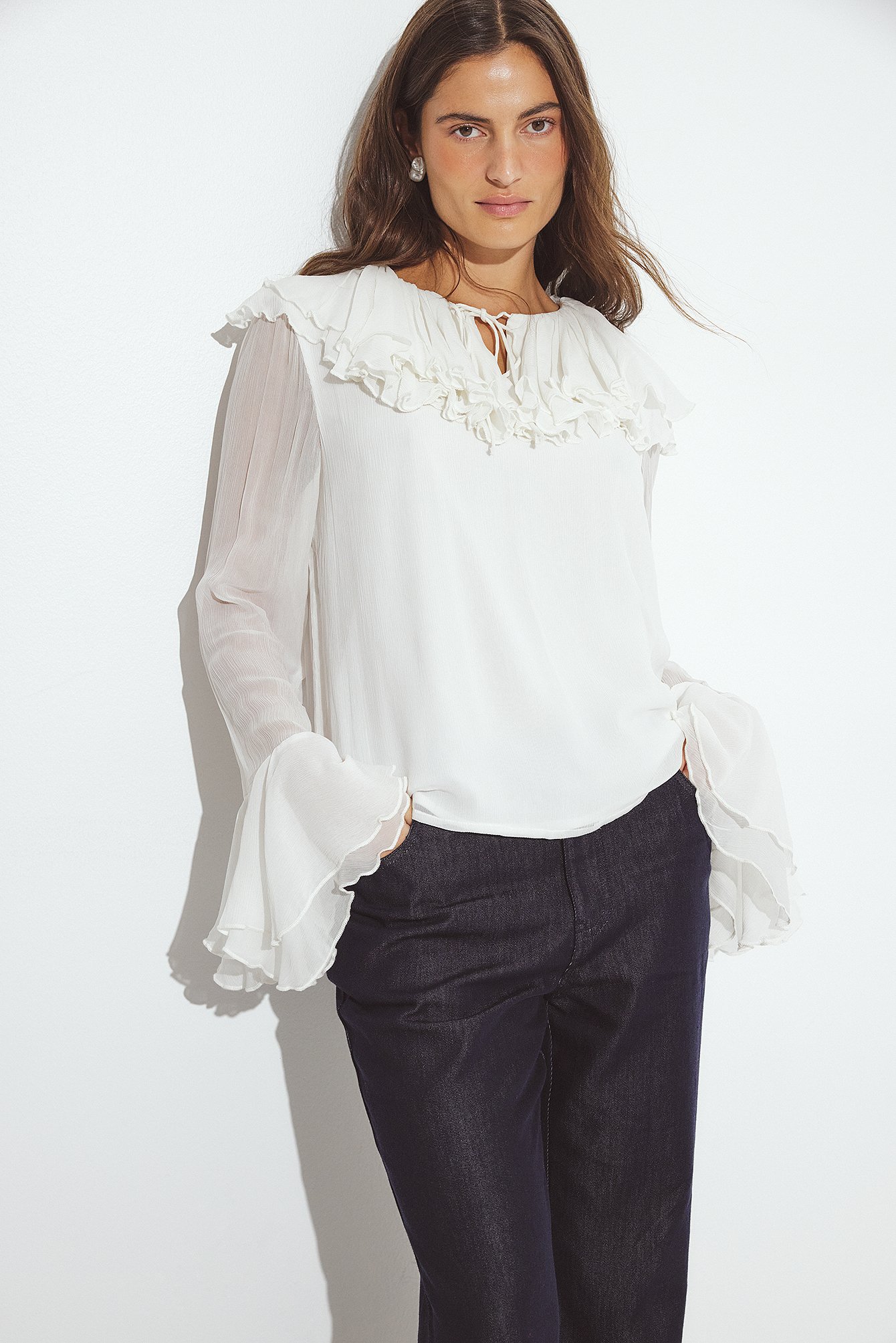 NA-KD ART Big Collar Blouse - Blouses - White - EU 32 - NA-KD / NAKD