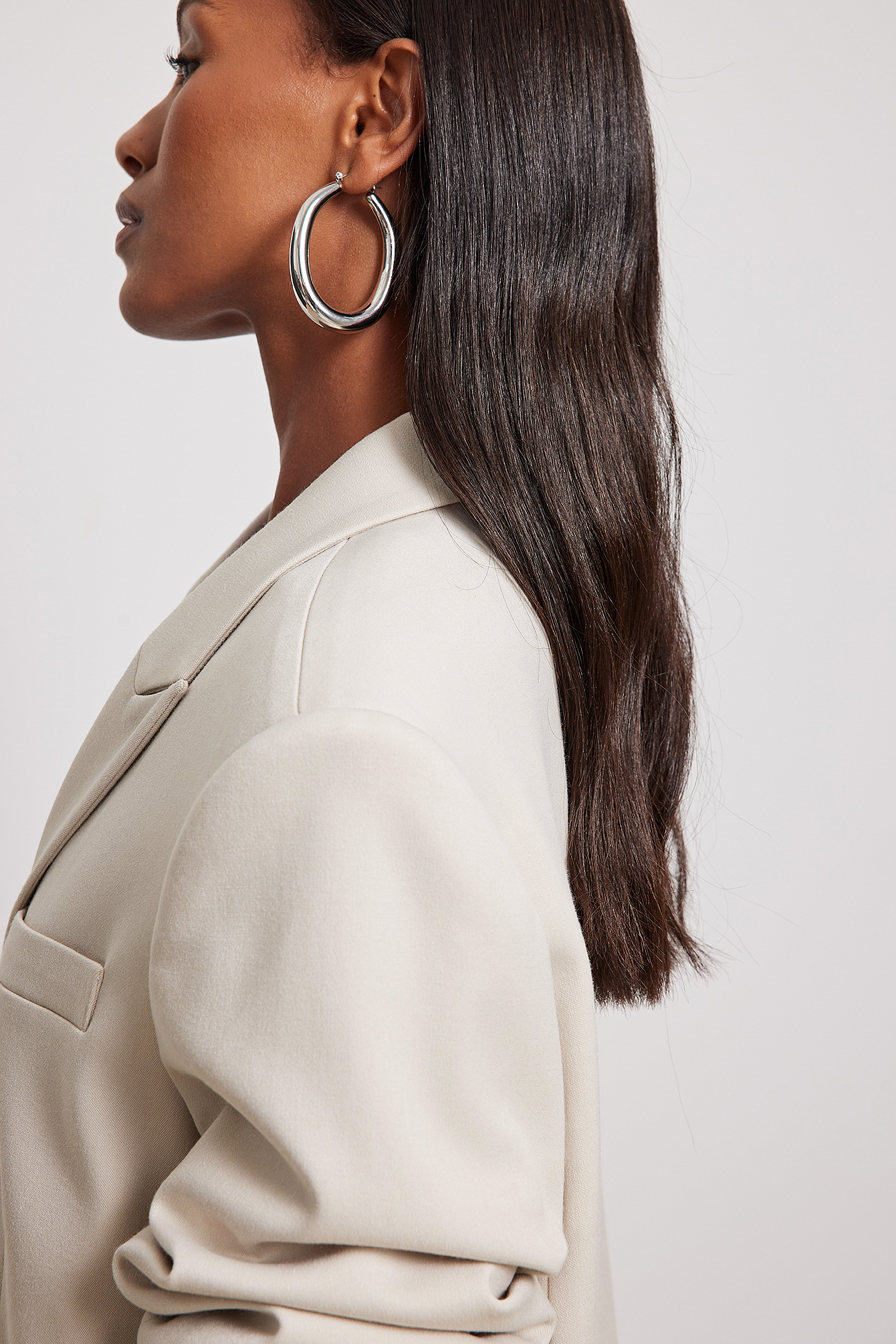 Big Oval Shaped Hoops Silver | na-kd.com