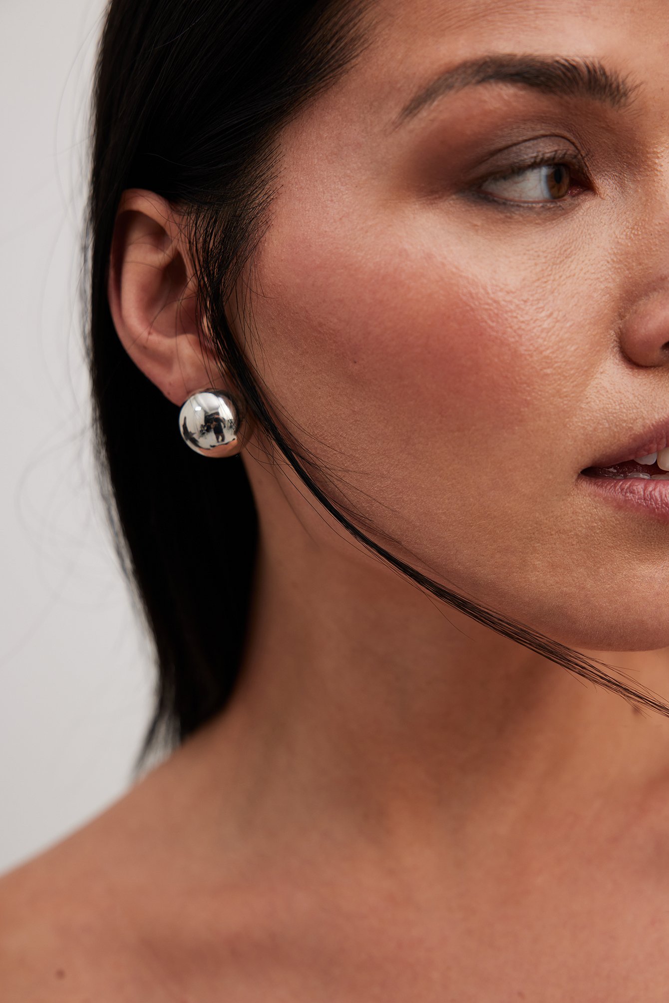 Silver big stud earrings Clearance