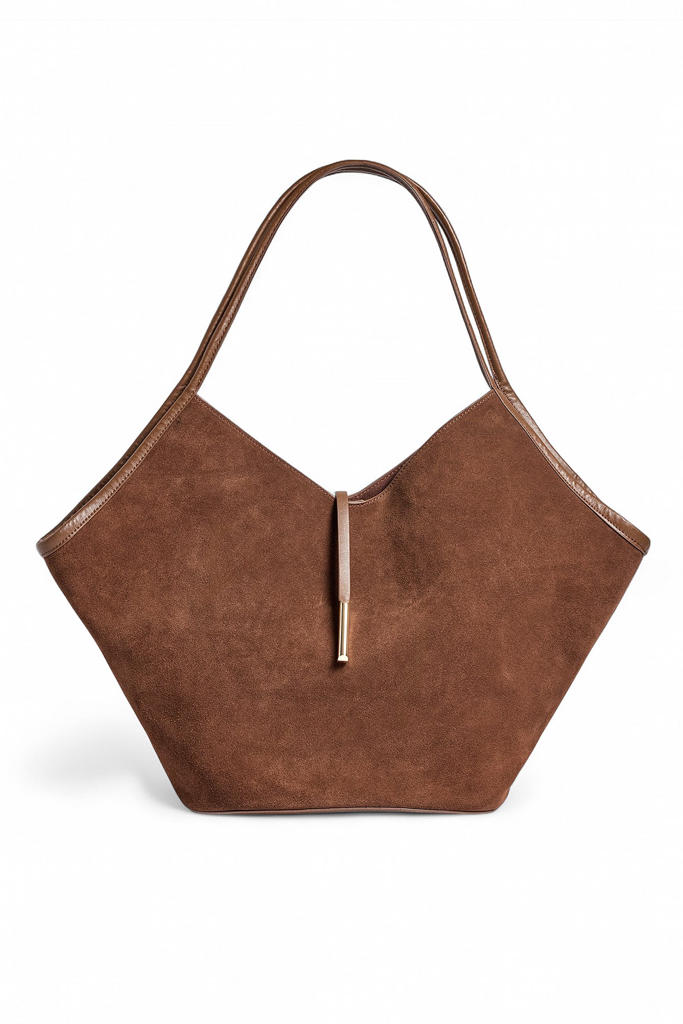 NA-KD Big Triangular Suede Tote - Bags - Brown - One Size - NA-KD / NAKD