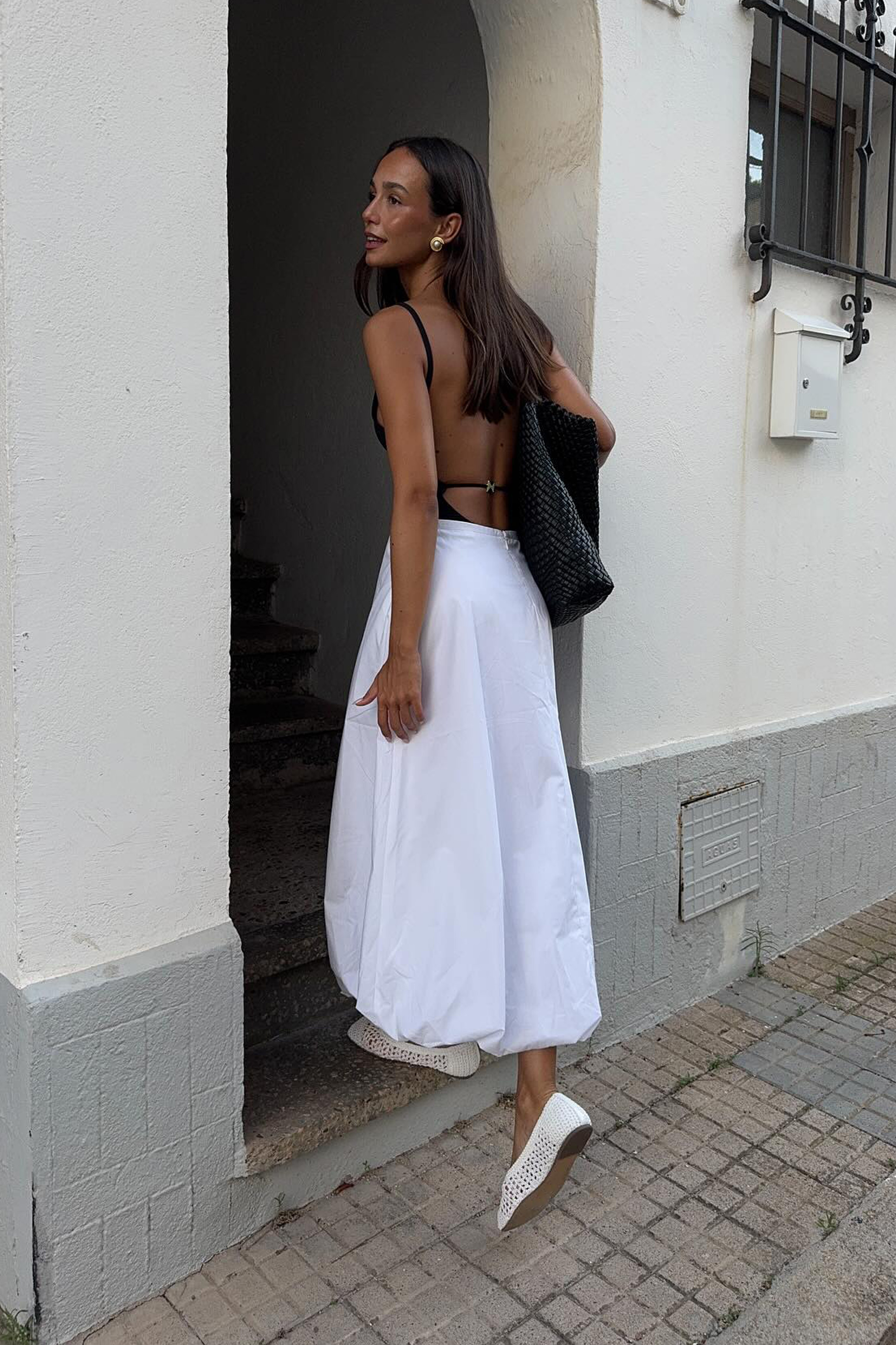 Ballon Hem Midi Skirt White | NA-KD