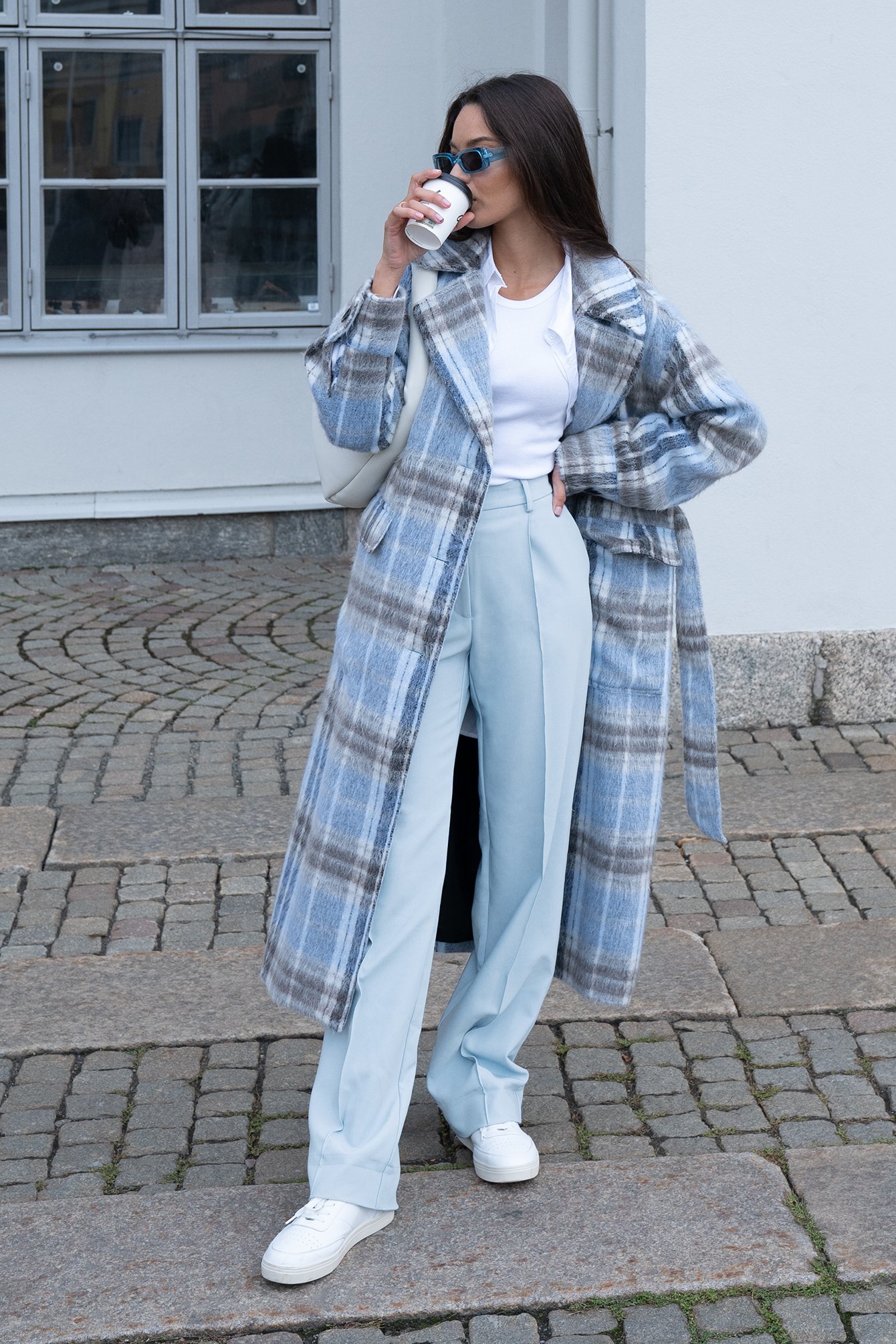 Karierter Mantel Street One Kurzmantel Blau Kurzmantel Damen