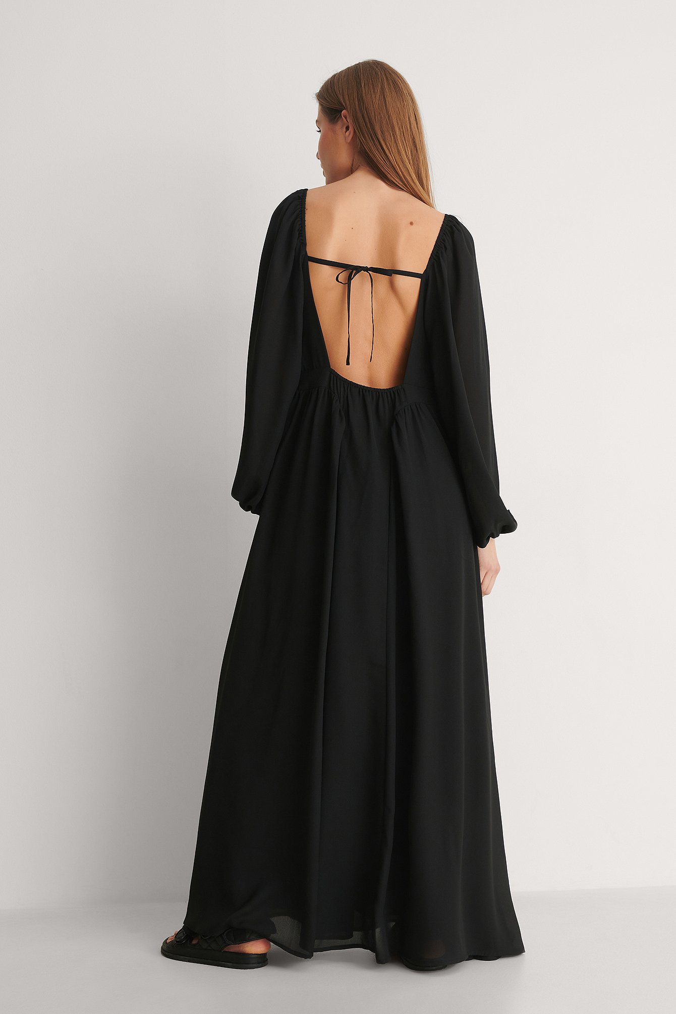 Black Curated Styles Open Back Maxi Dress