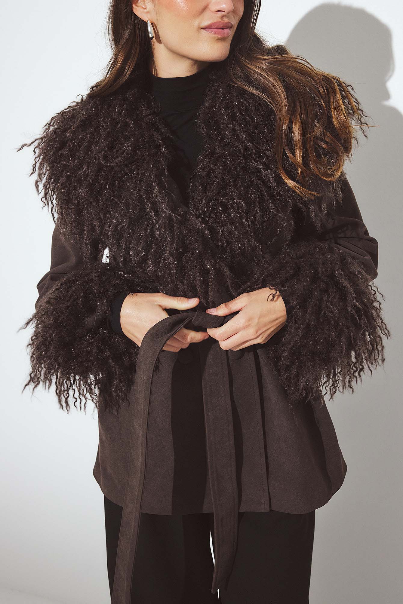 NA-KD Bontjas met krullend detail - Faux fur jassen - Bruin - EU 34 - NA-KD / NAKD