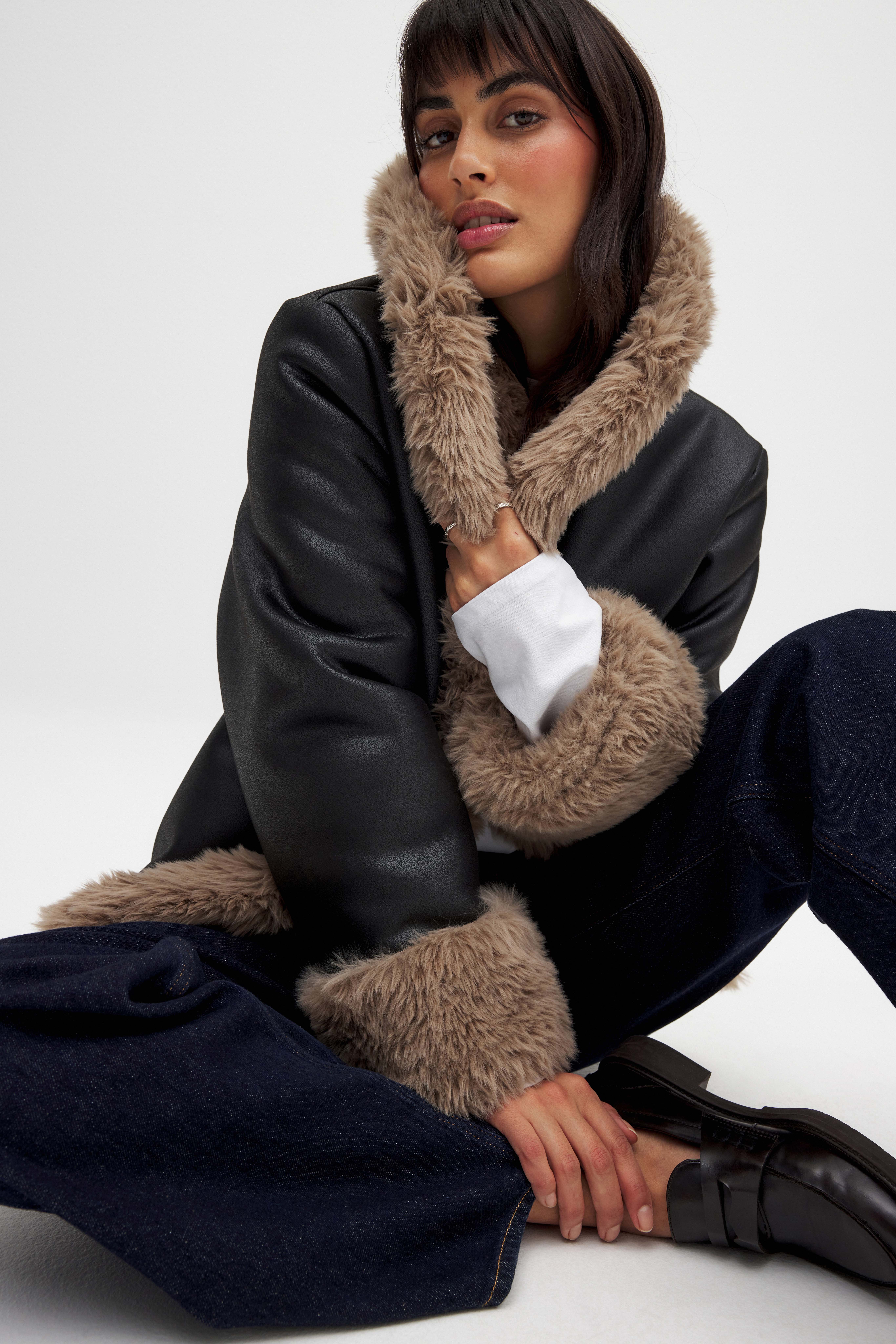 NA-KD Bonded Jacket - Faux Fur Jackets & Coats - Brown - EU 34 - NA-KD / NAKD