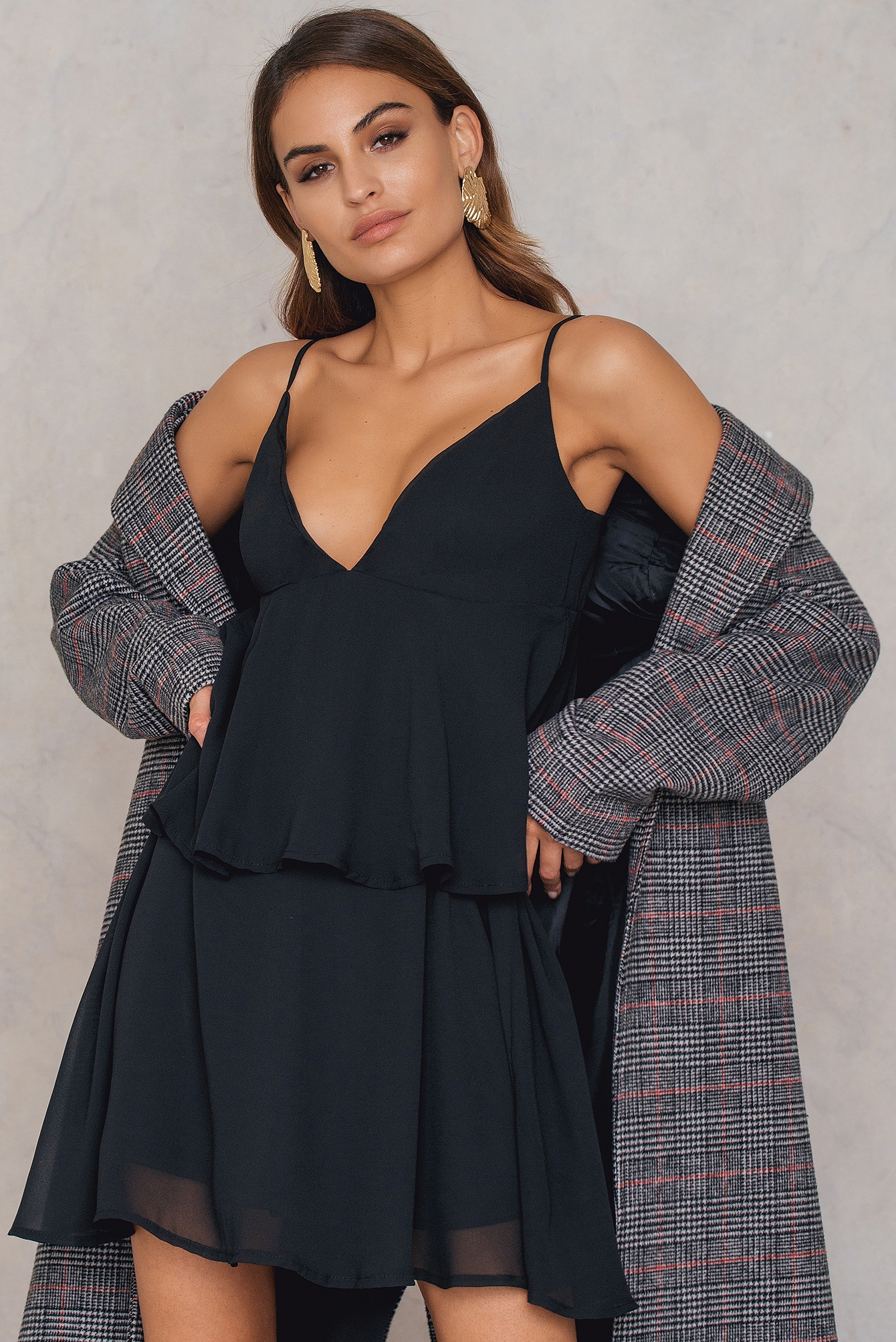 Ruffle Strappy Sundress Black NAKD