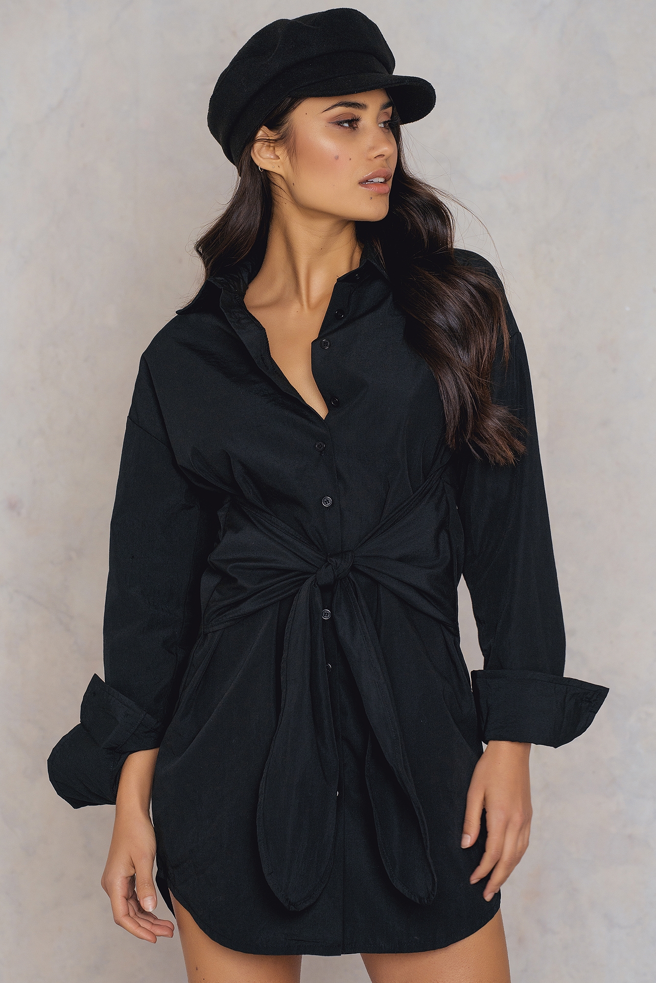 Tie Front Shirt Dress Black NAKD