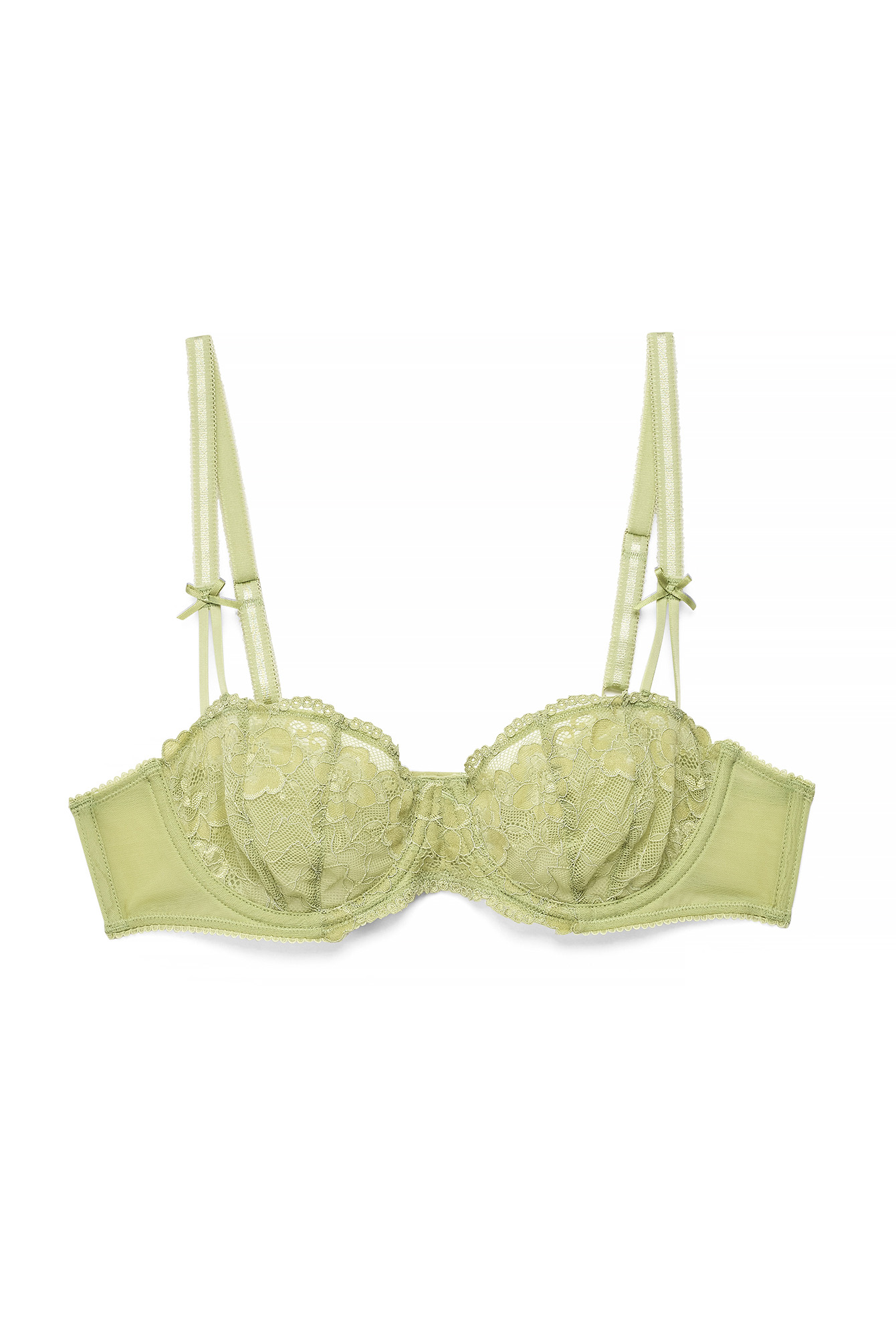 Bow Detail Balconette Bra - Bras - Green - EU 70D - NA-KD / NAKD