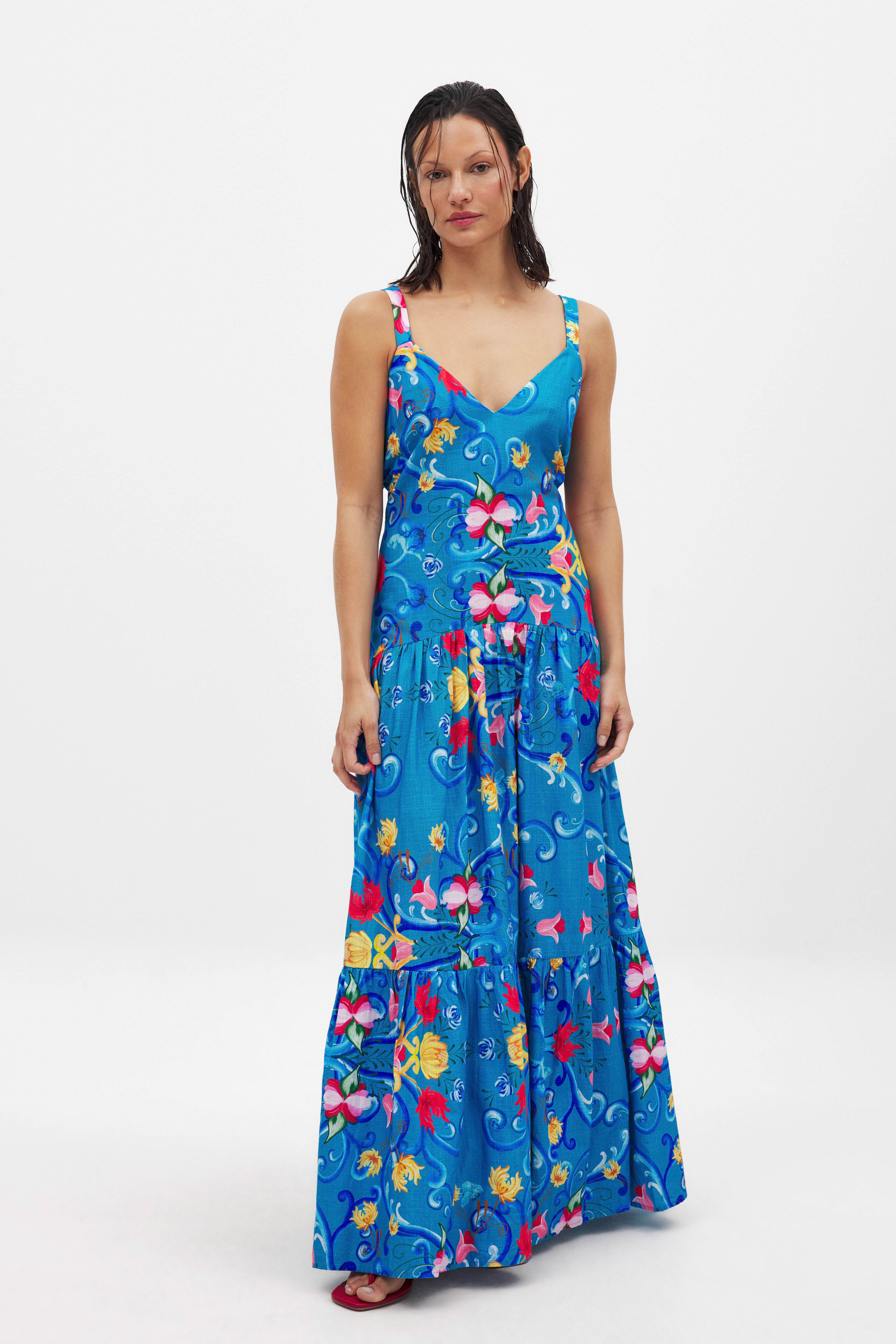 NA-KD ART Maxikleid mit Schleifendetail - Blumenkleider - - EU 42 - NA-KD / NAKD