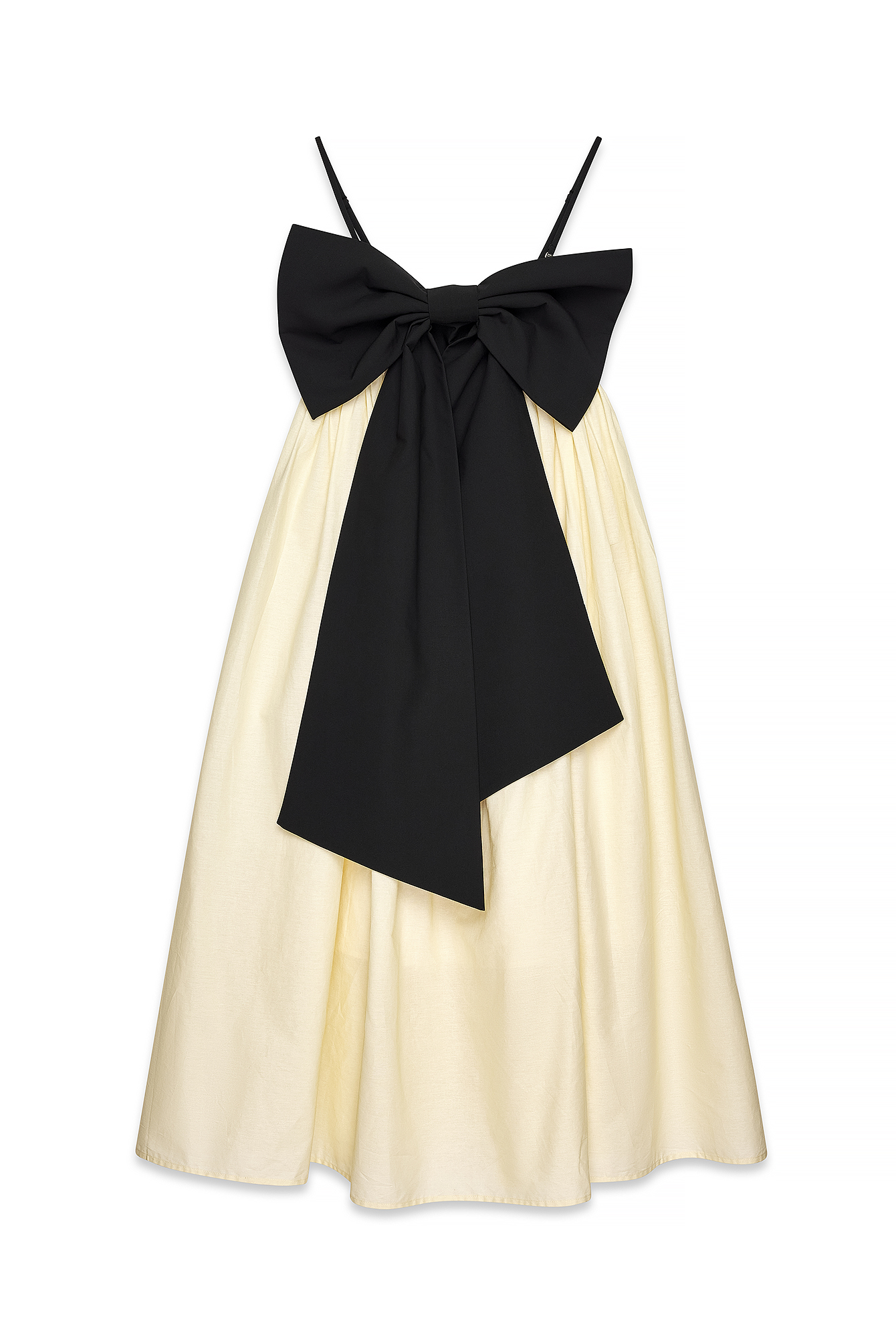 Light Yellow Bow Detail Midi Dress