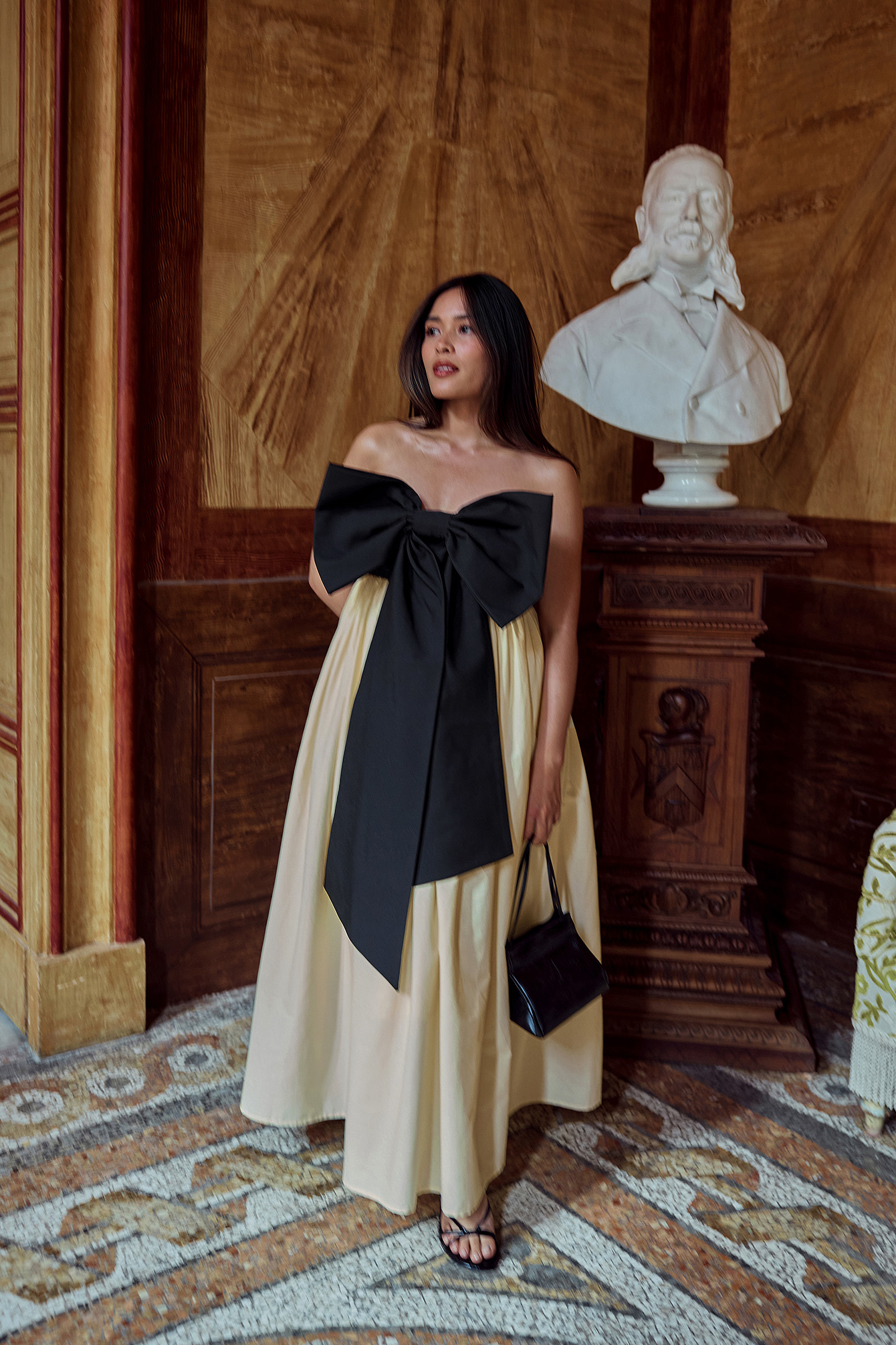 Tsutsumi Hoang x NA-KD Robe mi-longue avec nœud - Robes mi-longues - Multicolore,Jaune - EU 34 - NA-KD / NAKD