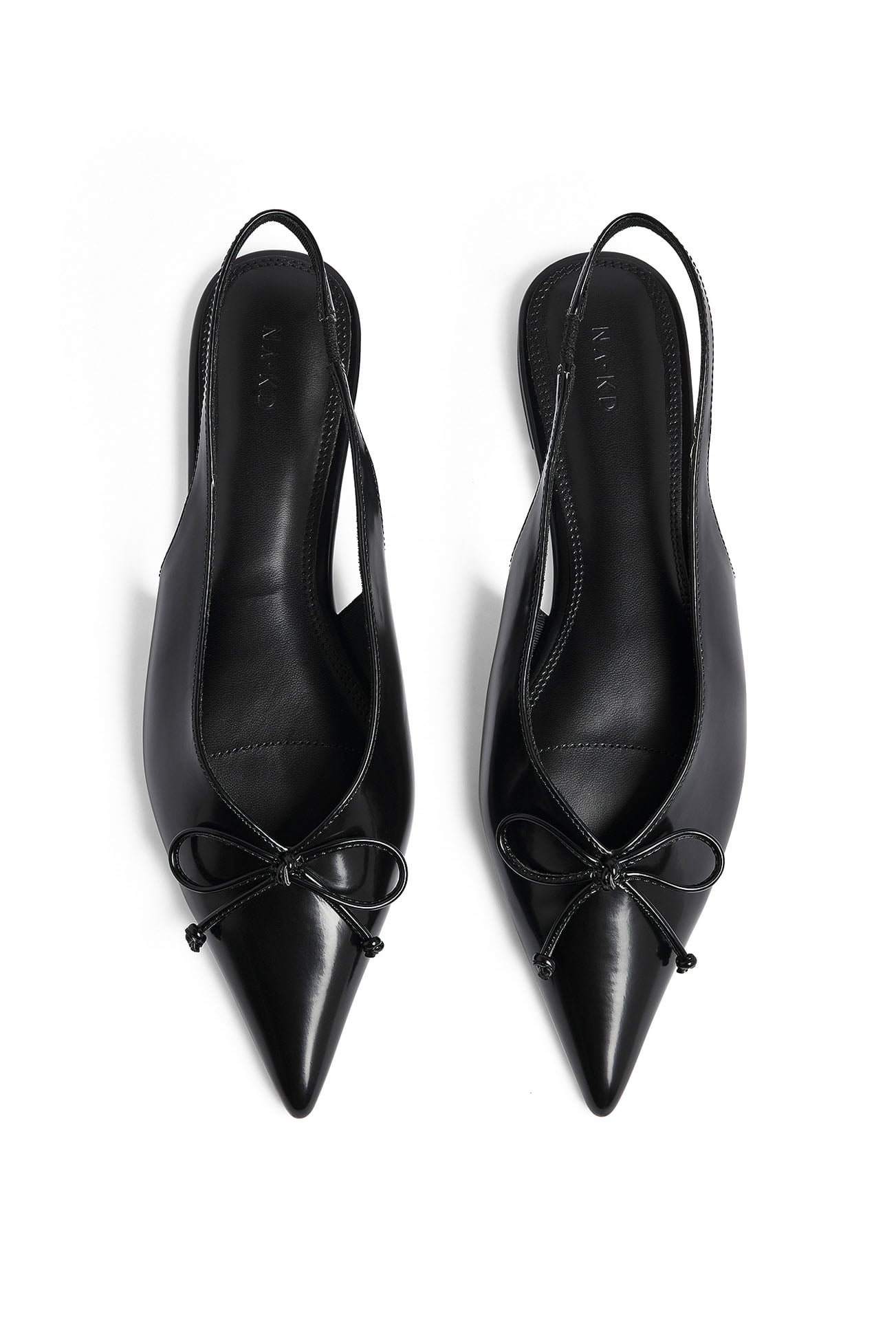NA-KD Bow Detail Slingback Flats - Lave sko - Sort - EU 37 - NA-KD / NAKD