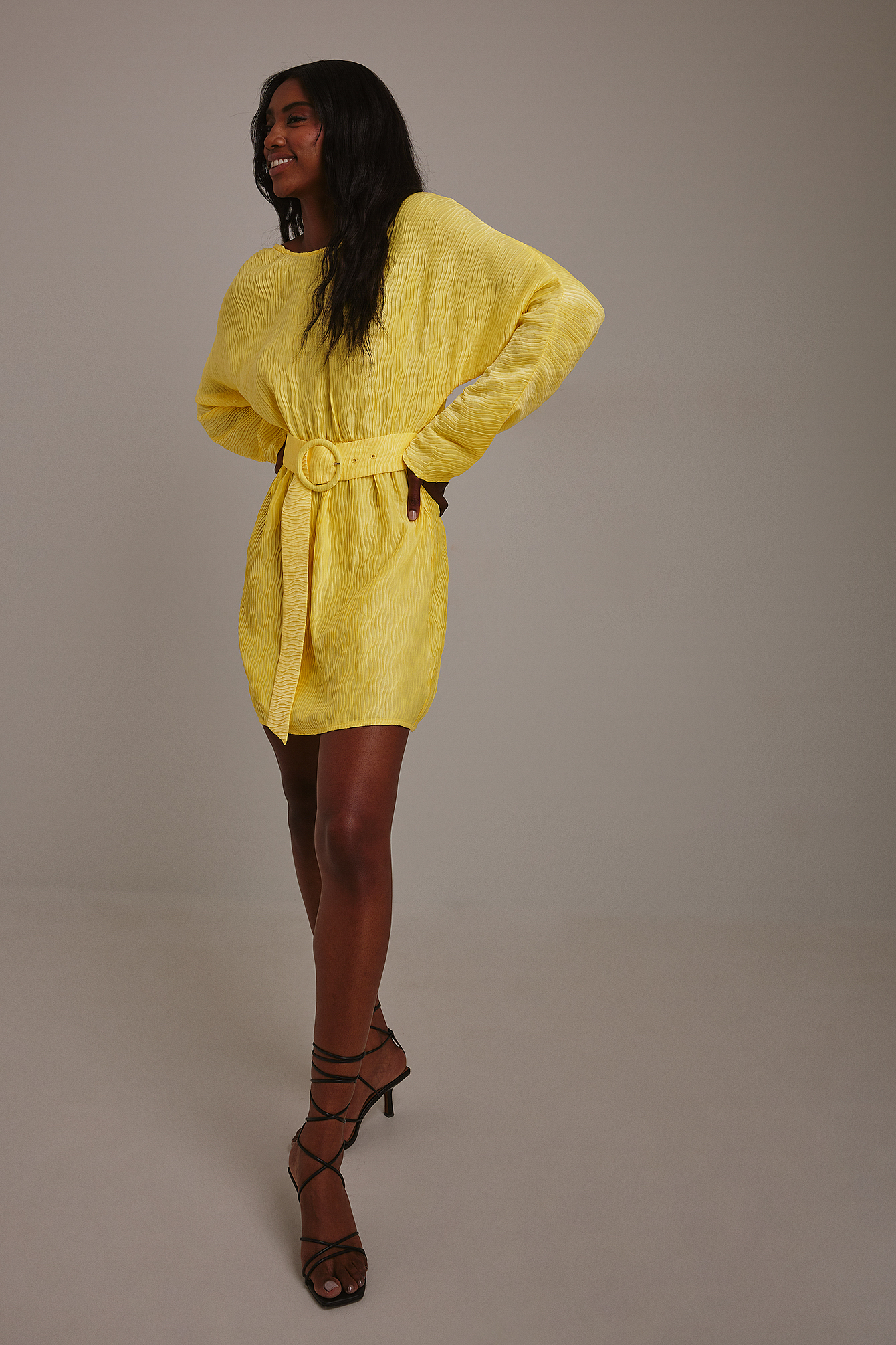 Buckle Belt Mini Dress Purple | na-kd.com