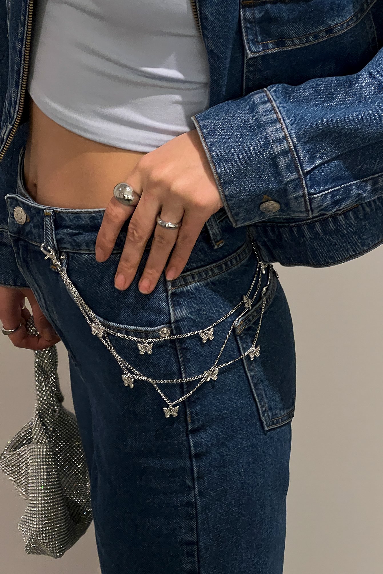 Silver Butterfly Jeans Chain