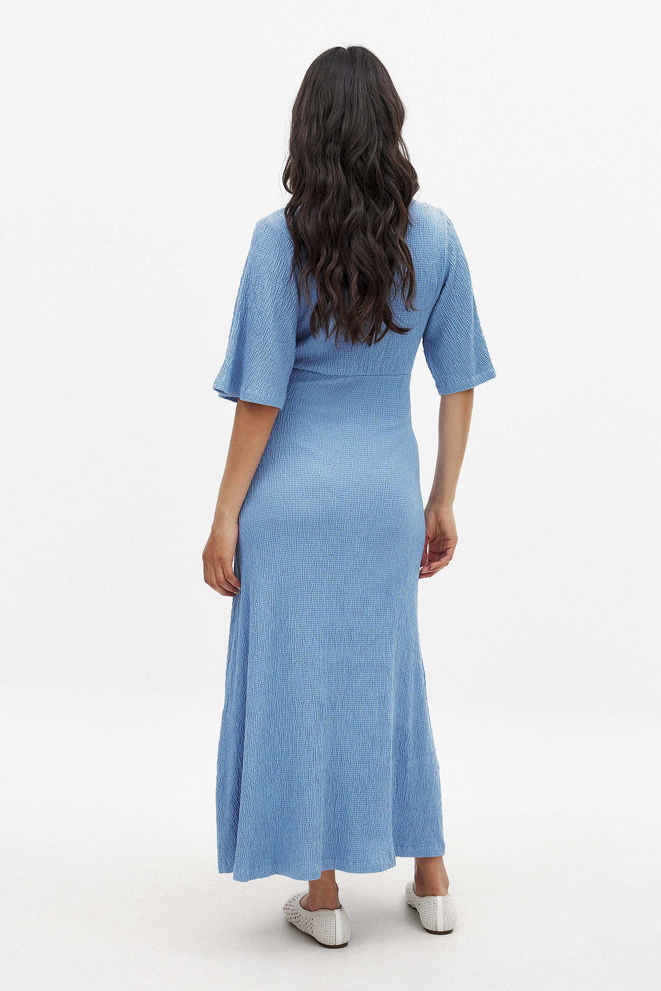 Knitted Flowy Midi Dress Blue | NA-KD