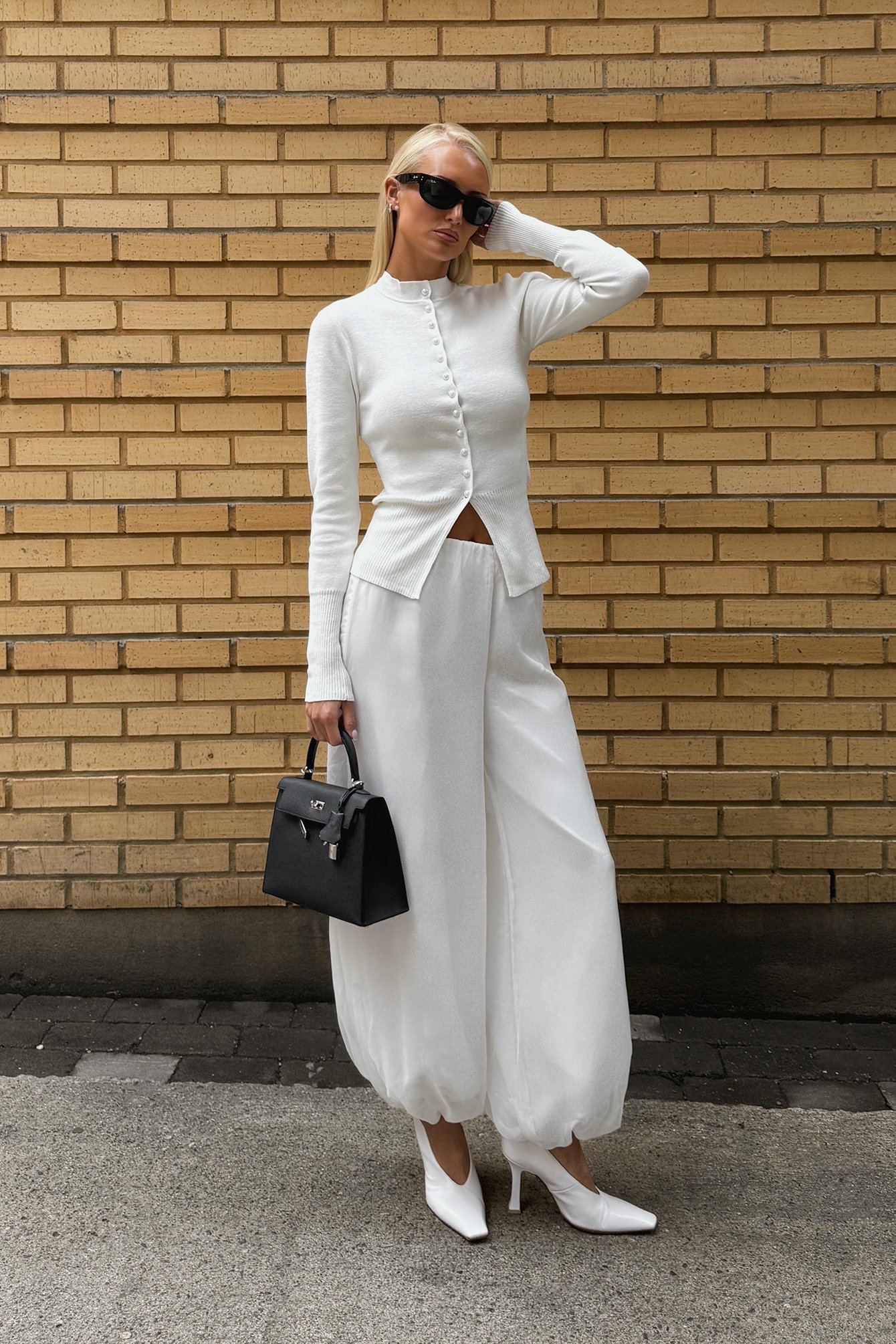 Lovisa Worge x NA-KD Buttoned Knitted Cardigan - Cardigans - White - M (EU 38-40) - NA-KD / NAKD