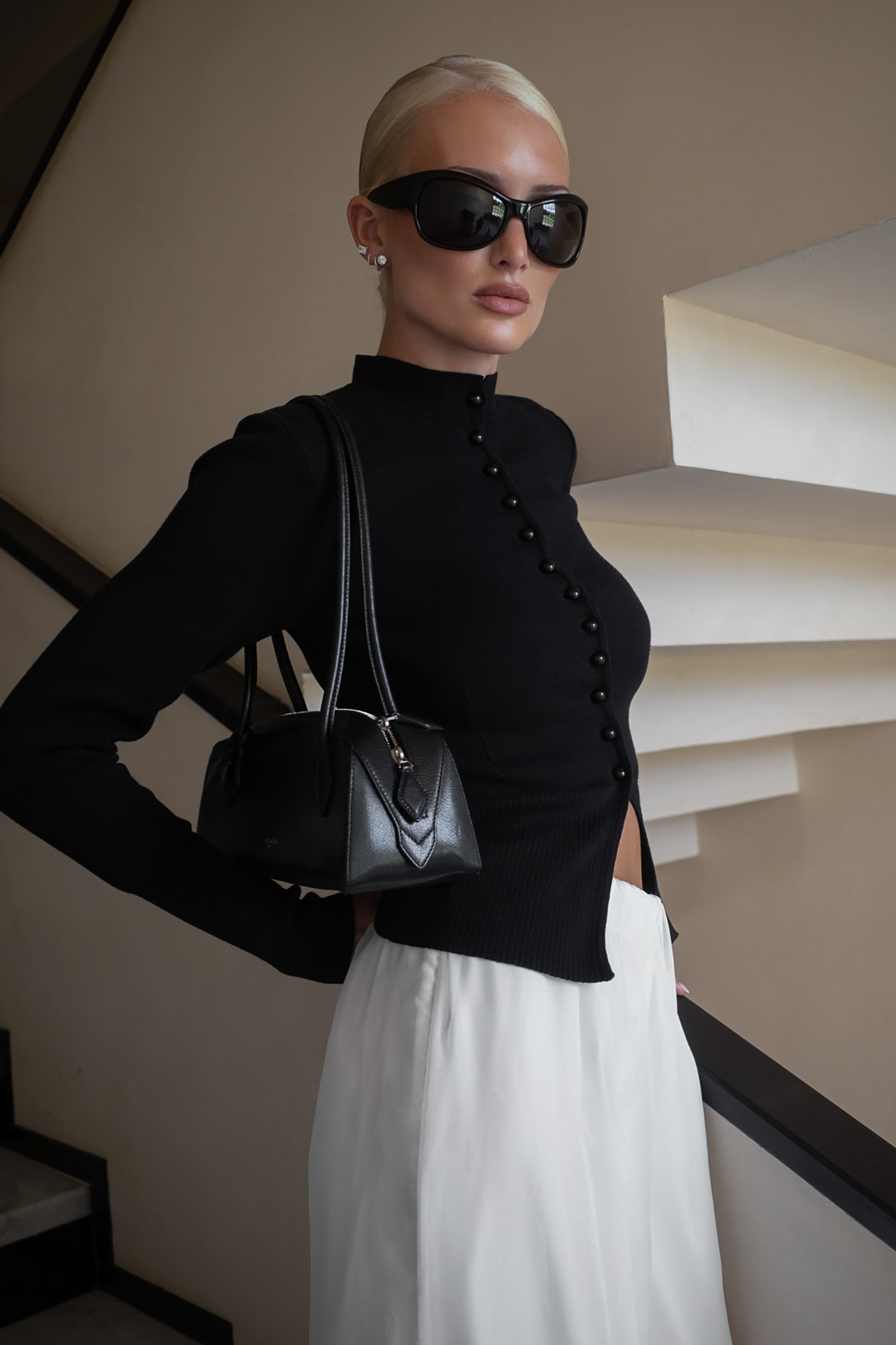 Lovisa Worge x NA-KD Gebreid vest met knopen - Vesten - Zwart - M (EU 38-40) - NA-KD / NAKD