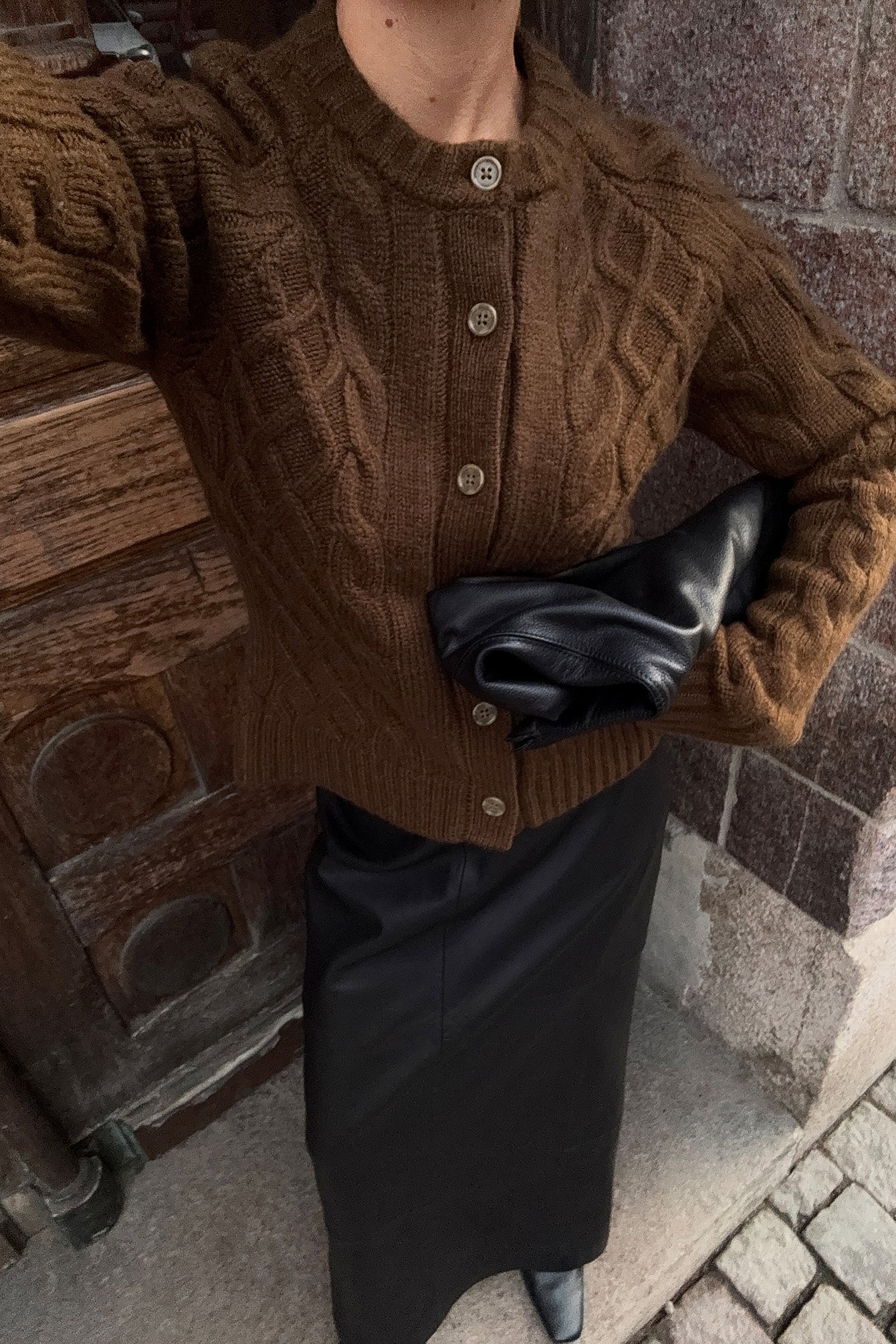 NA-KD Cable Knit Cardigan - Cardigans - Brown - L (EU 42-44) - NA-KD / NAKD