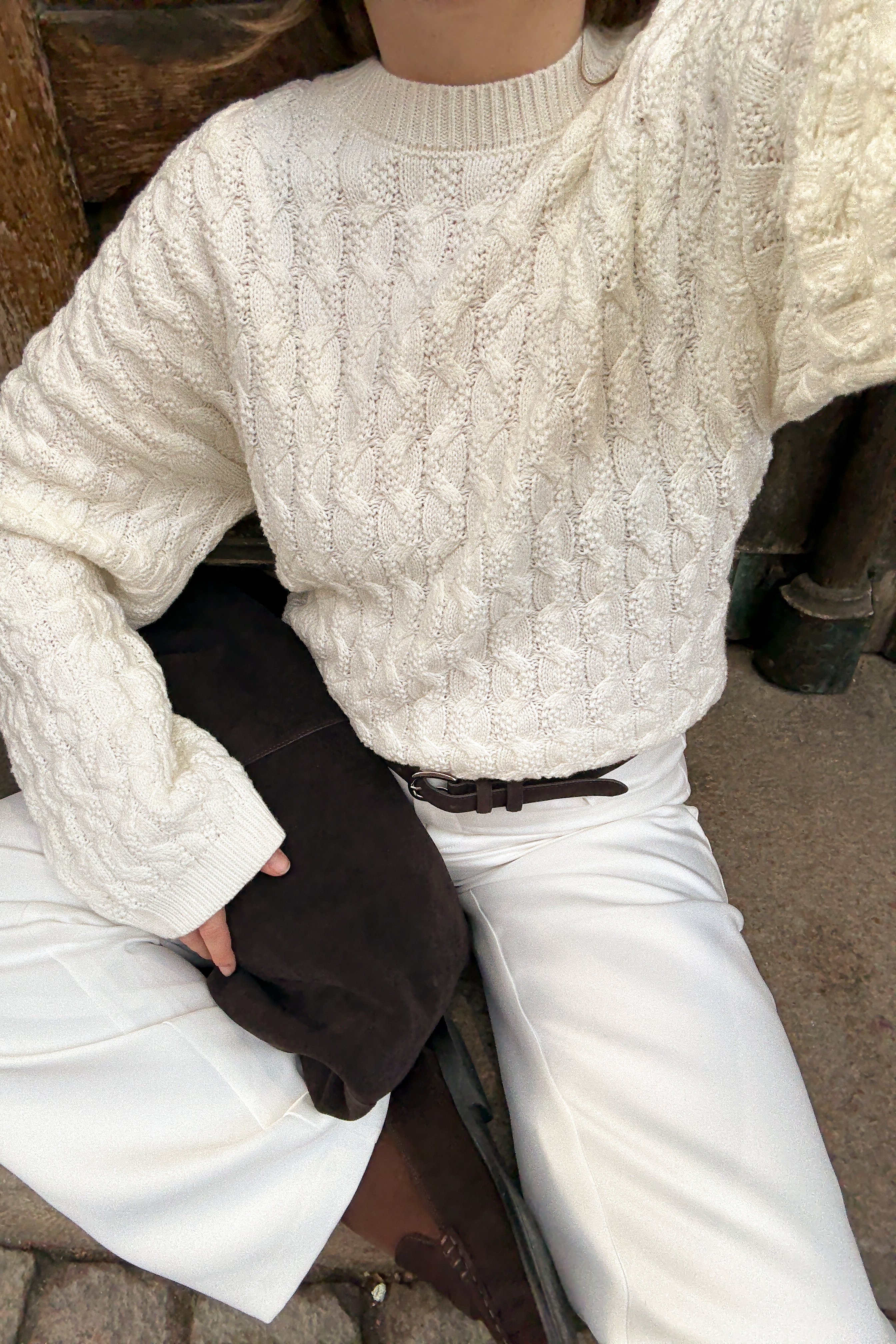 Cable Knitted Sweater Offwhite | NA-KD