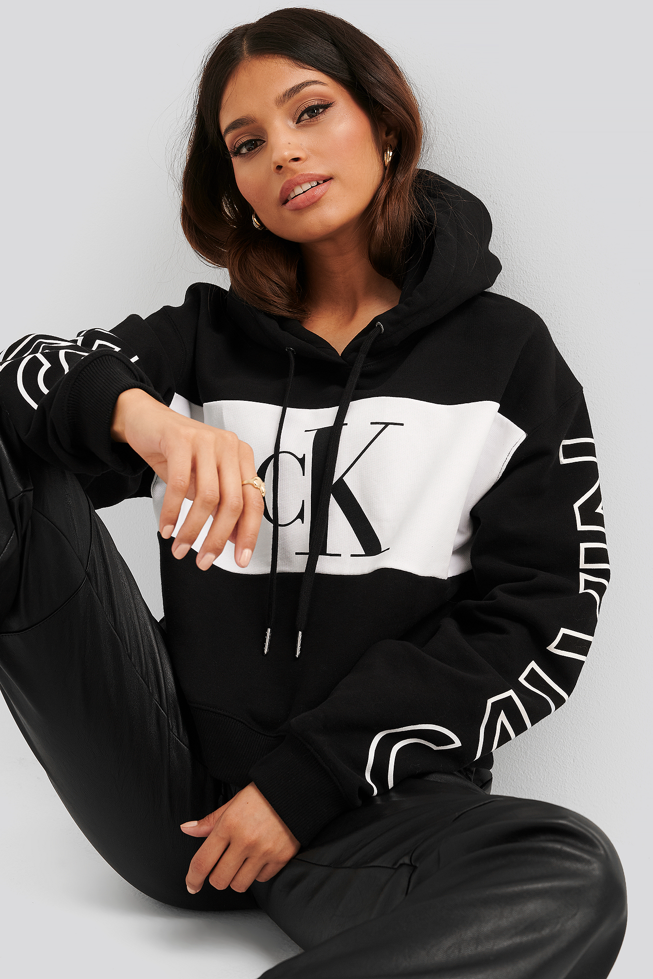 Calvin klein blocking statement logo hoodie Clearance