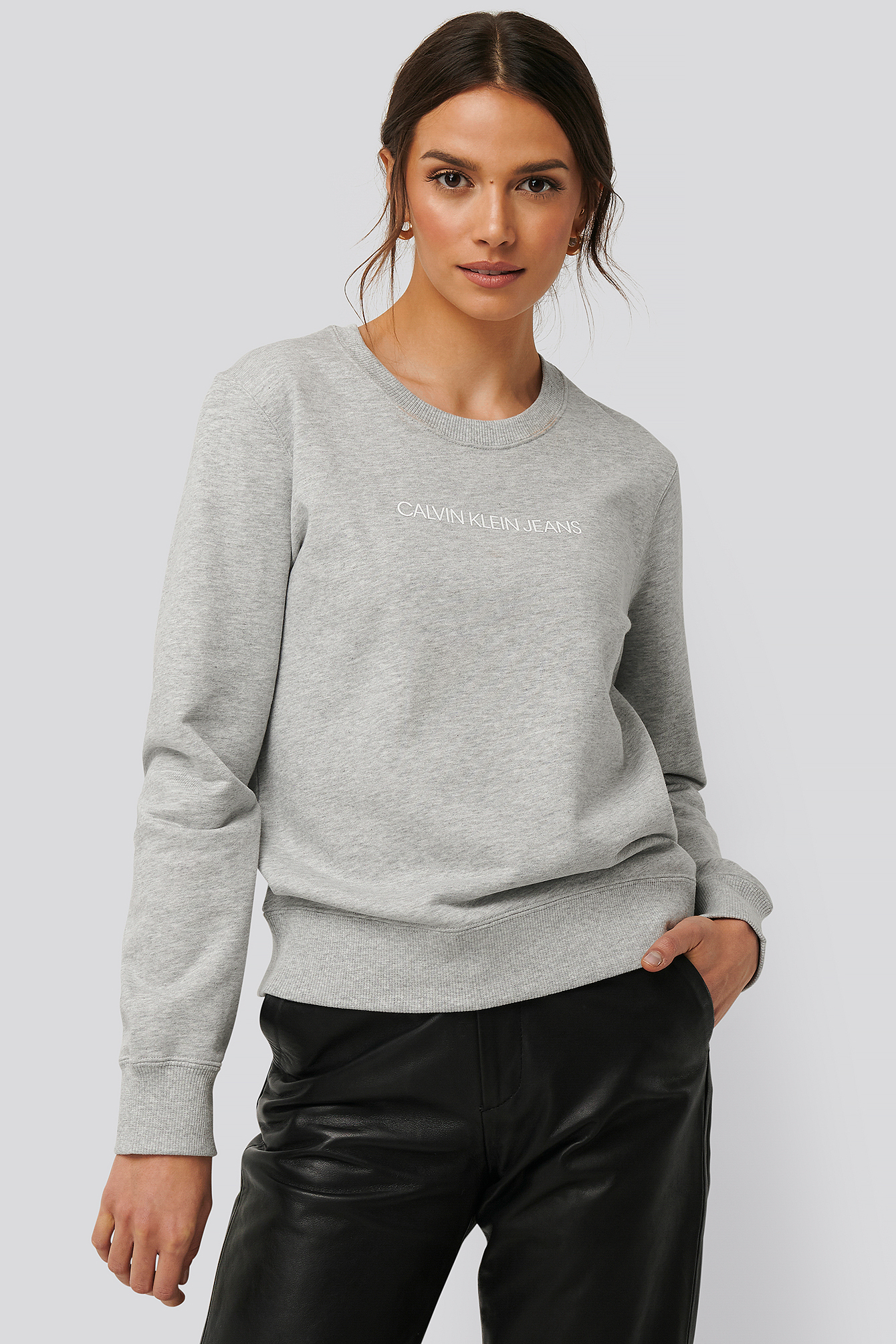 Calvin Klein Institutional Regular Crew Neck Sweater - Grey