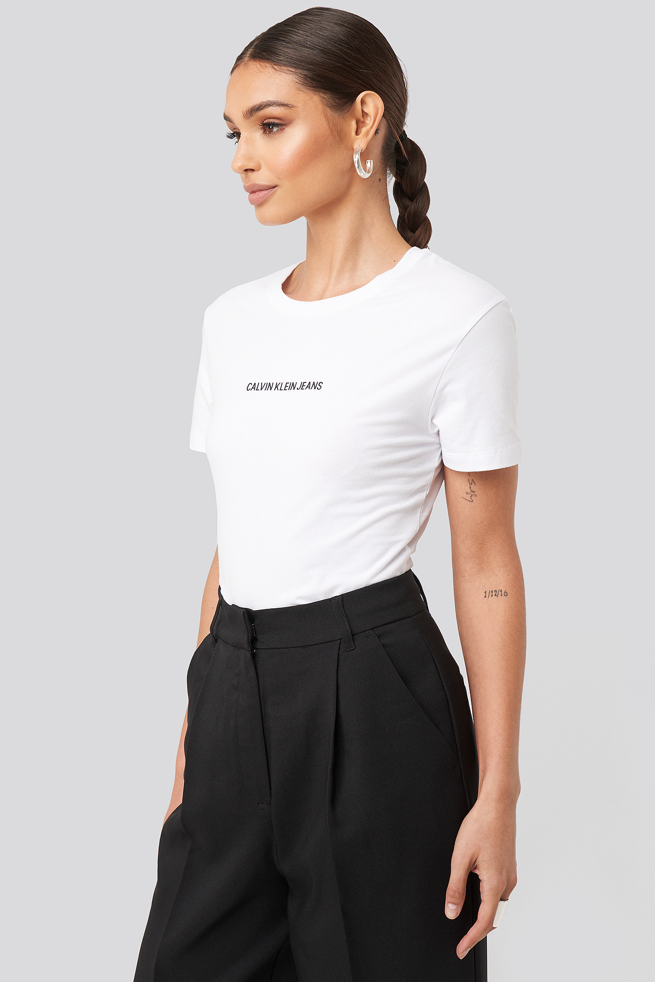 Institutional Logo Stretch Slim Tee Bright White