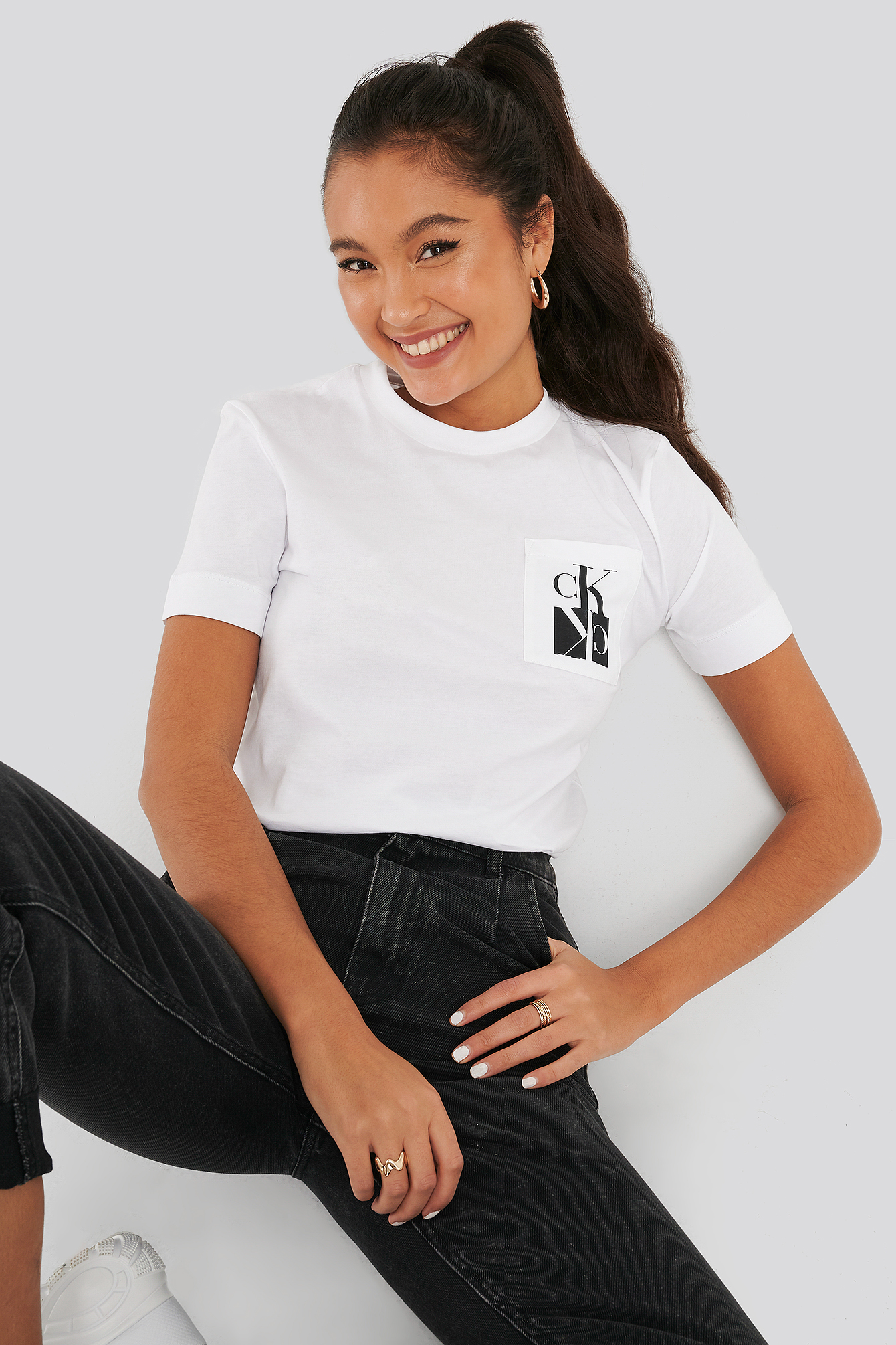 Mirrored Monogram Pocket Tee Bright White