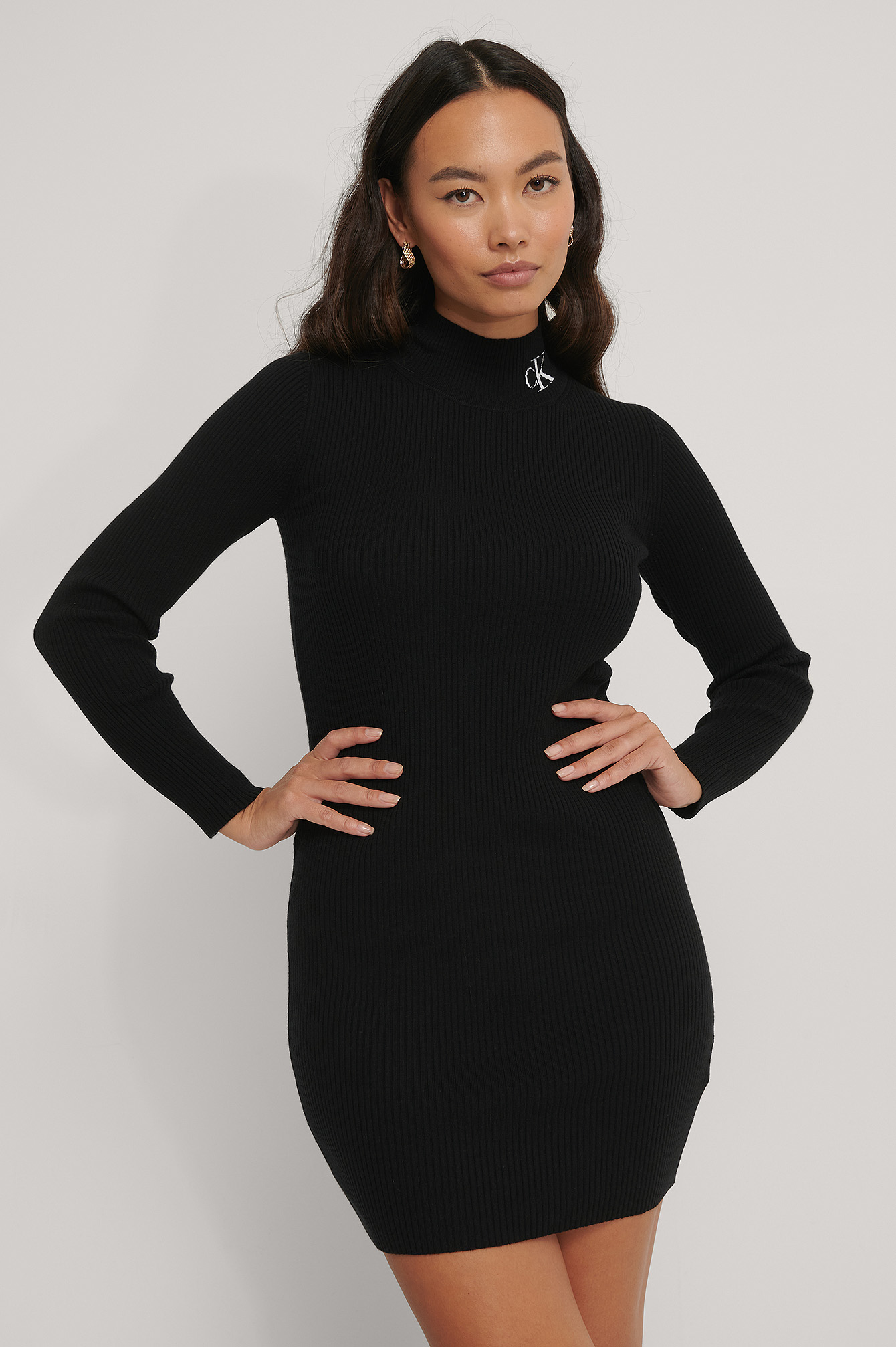 Roll Neck Sweater Dress Black | na-kd.com
