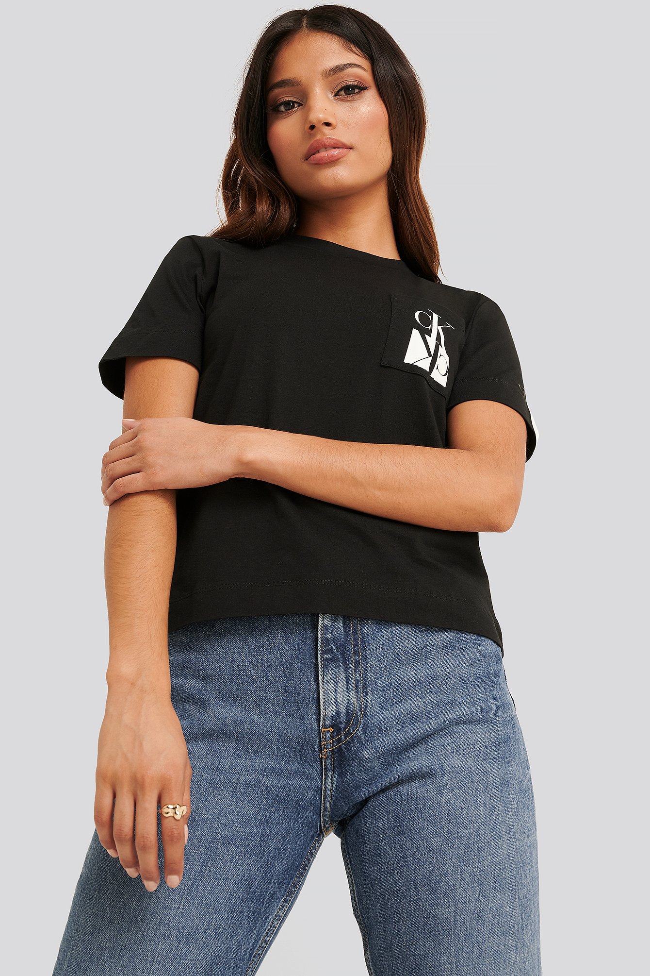 Mirrored Monogram Pocket Tee CK Black