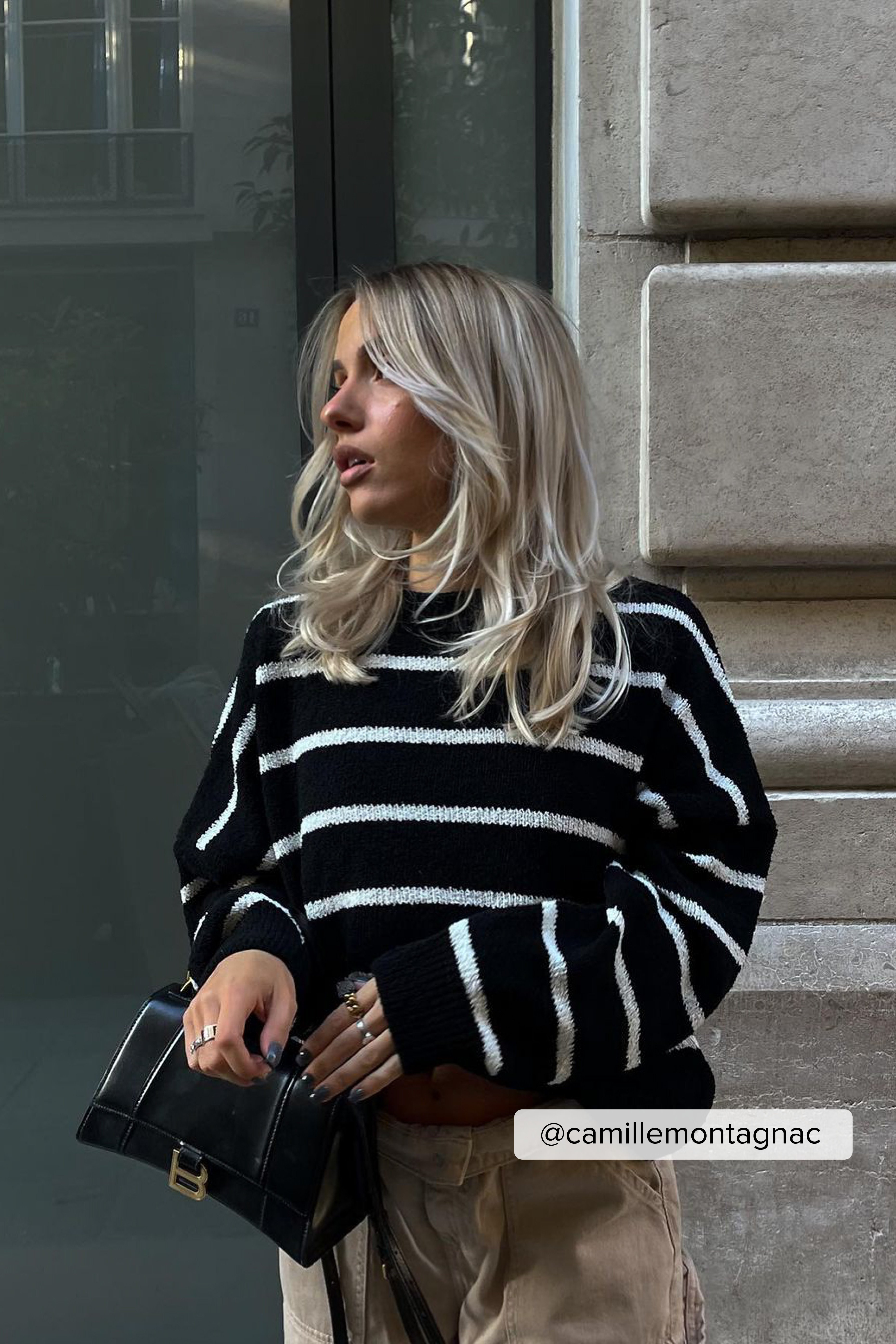 Black Striped Knitted Sweater