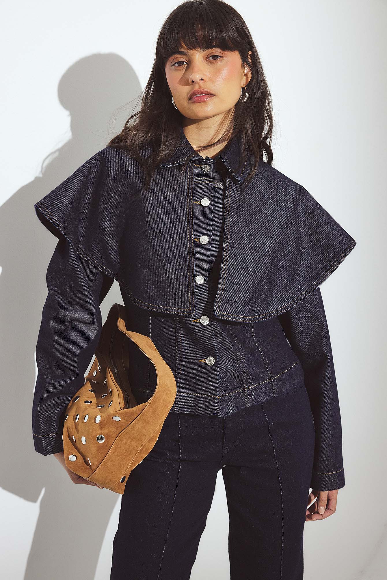 Victoria Quitzau x NA-KD Cape Detail Denim Jacket - Spijkerjasjes - Blauw - EU 32 - NA-KD / NAKD