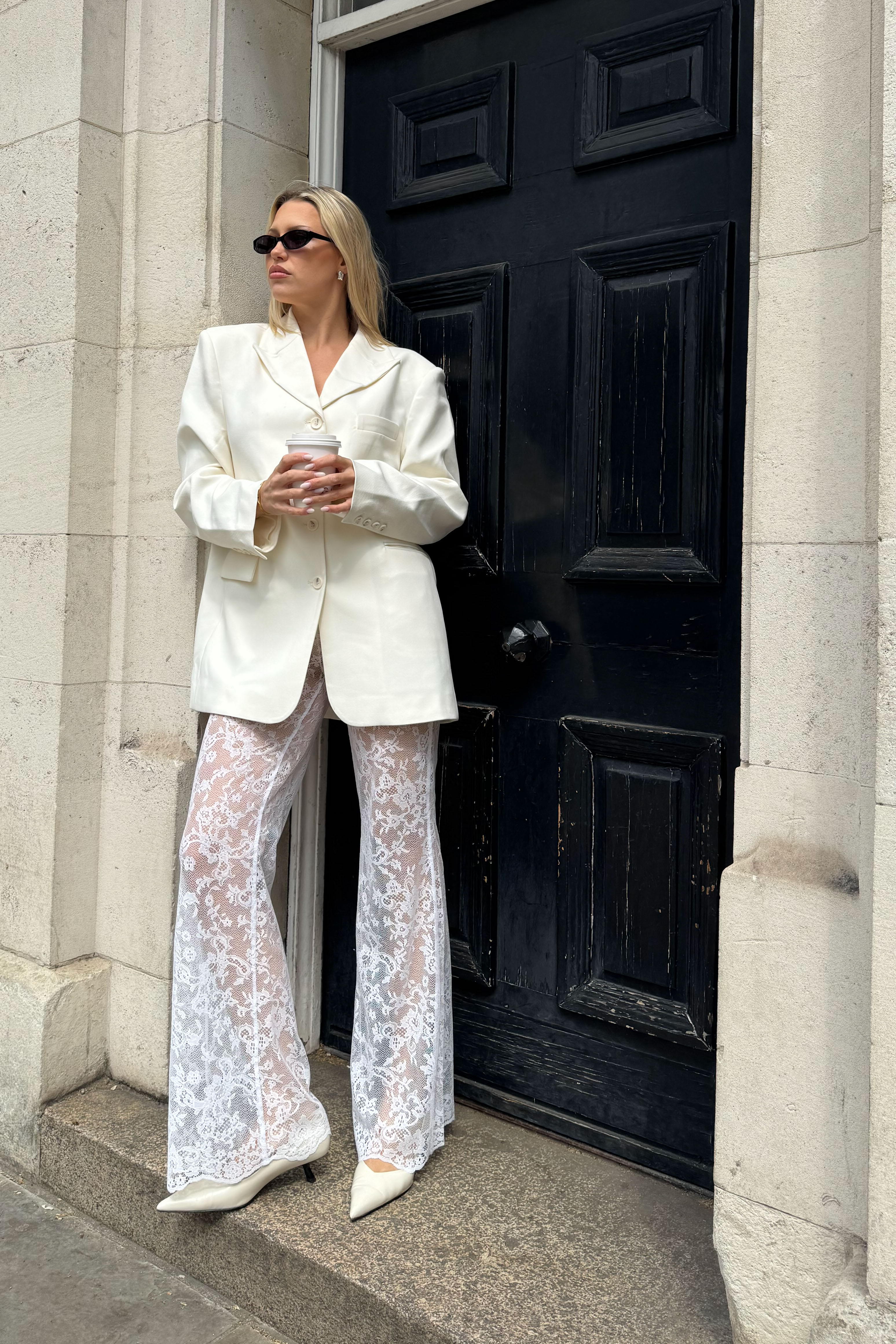 Pantalon en dentelle Blanc