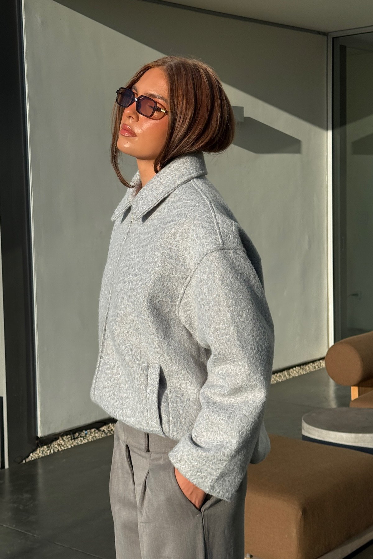 Bouclé zip jacket