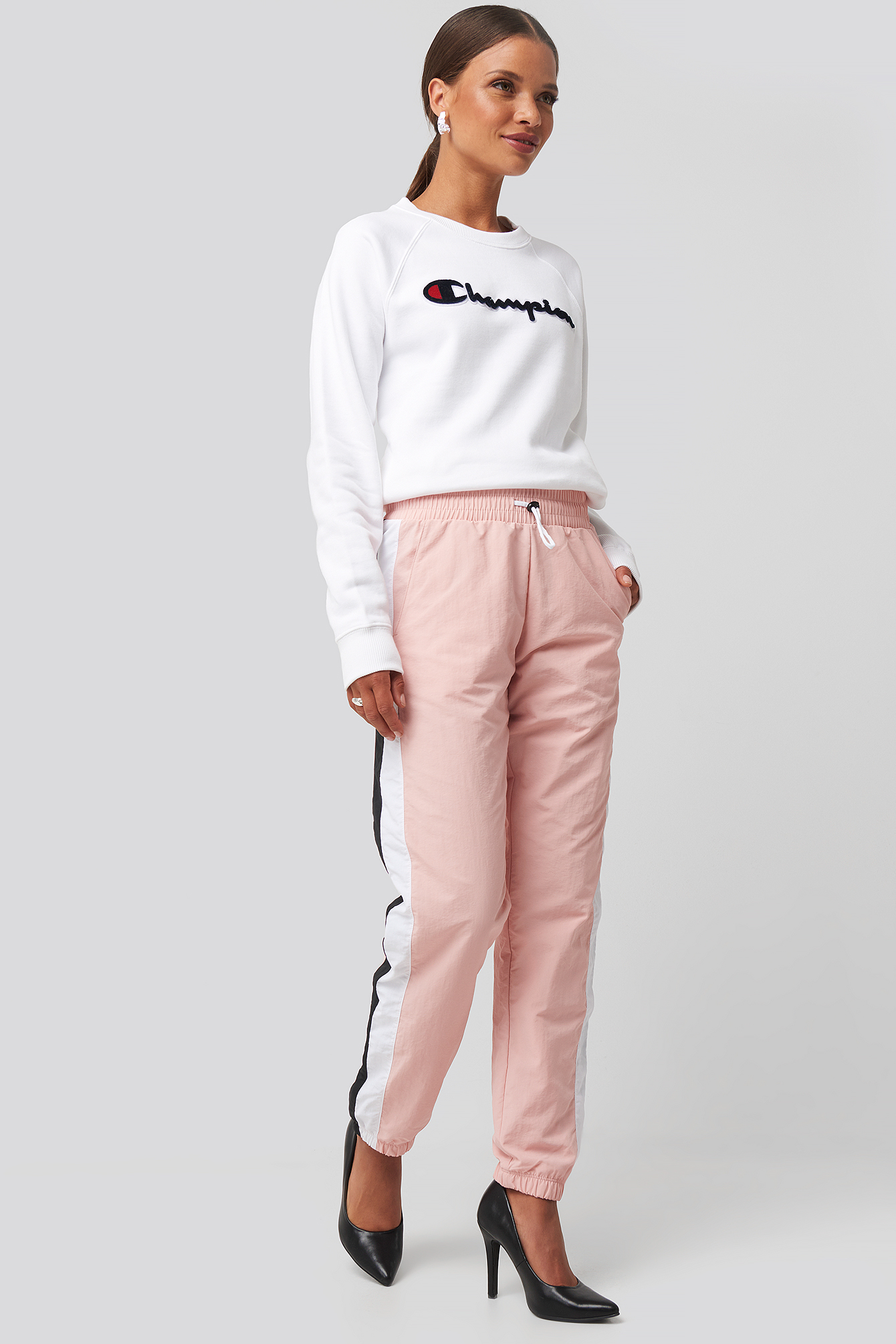 Elastic Cuff Pants Silver Pink