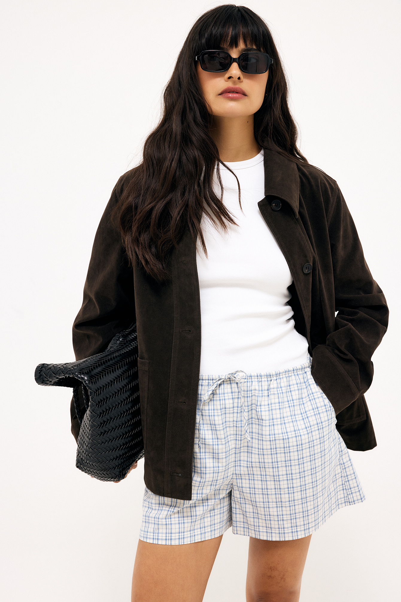 Checked cotton shorts blue — shorts med fickor från NA-KD