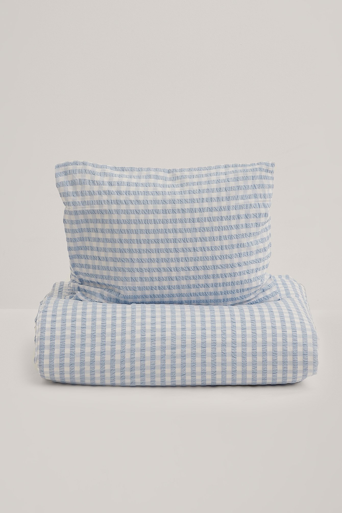 Blue Checked Seersucker Pillowcase