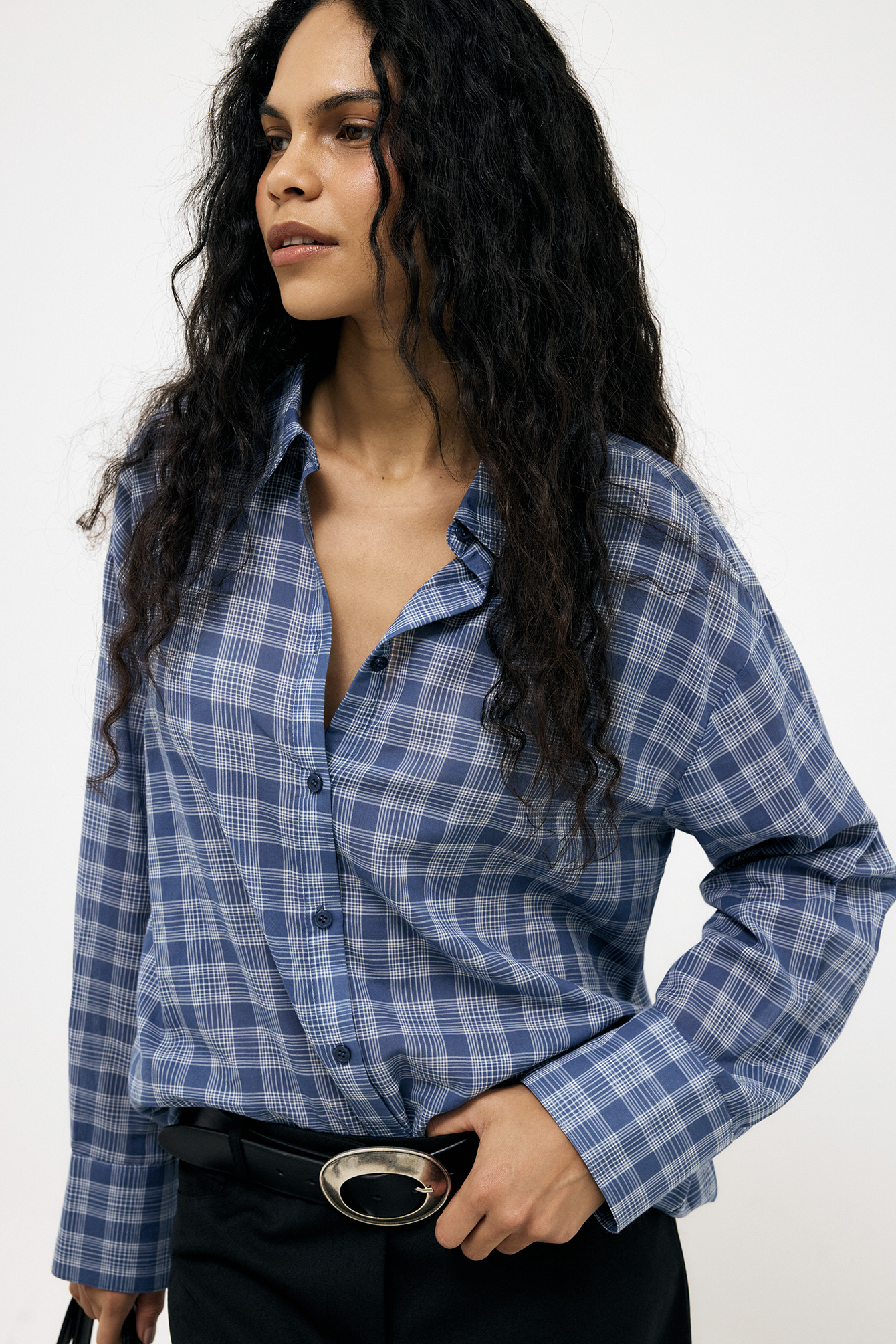 Checked Sheer Shirt - Shirts - Blue/Checkered - XL - NA-KD / NAKD