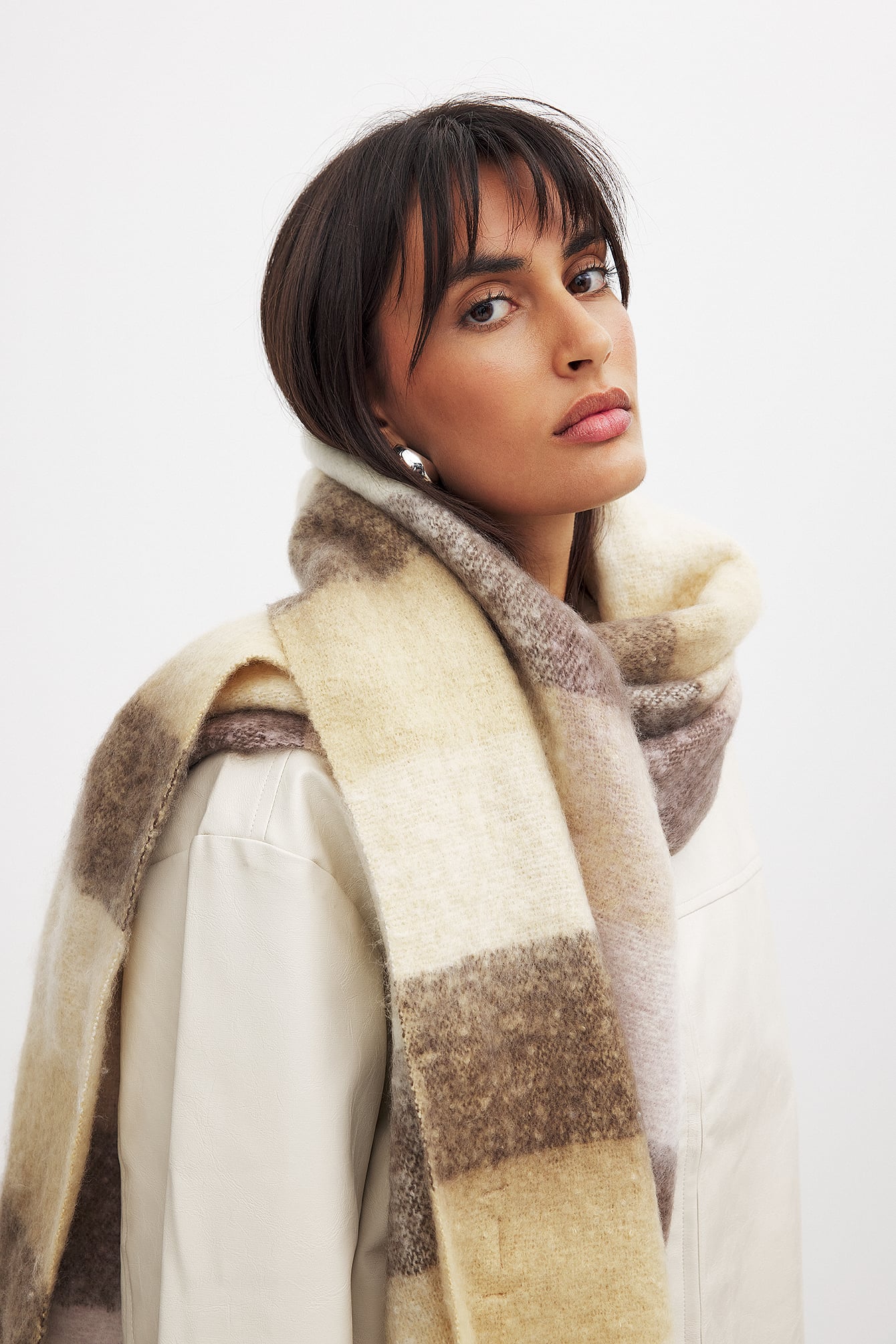 Checkered Scarf Beige | NA-KD