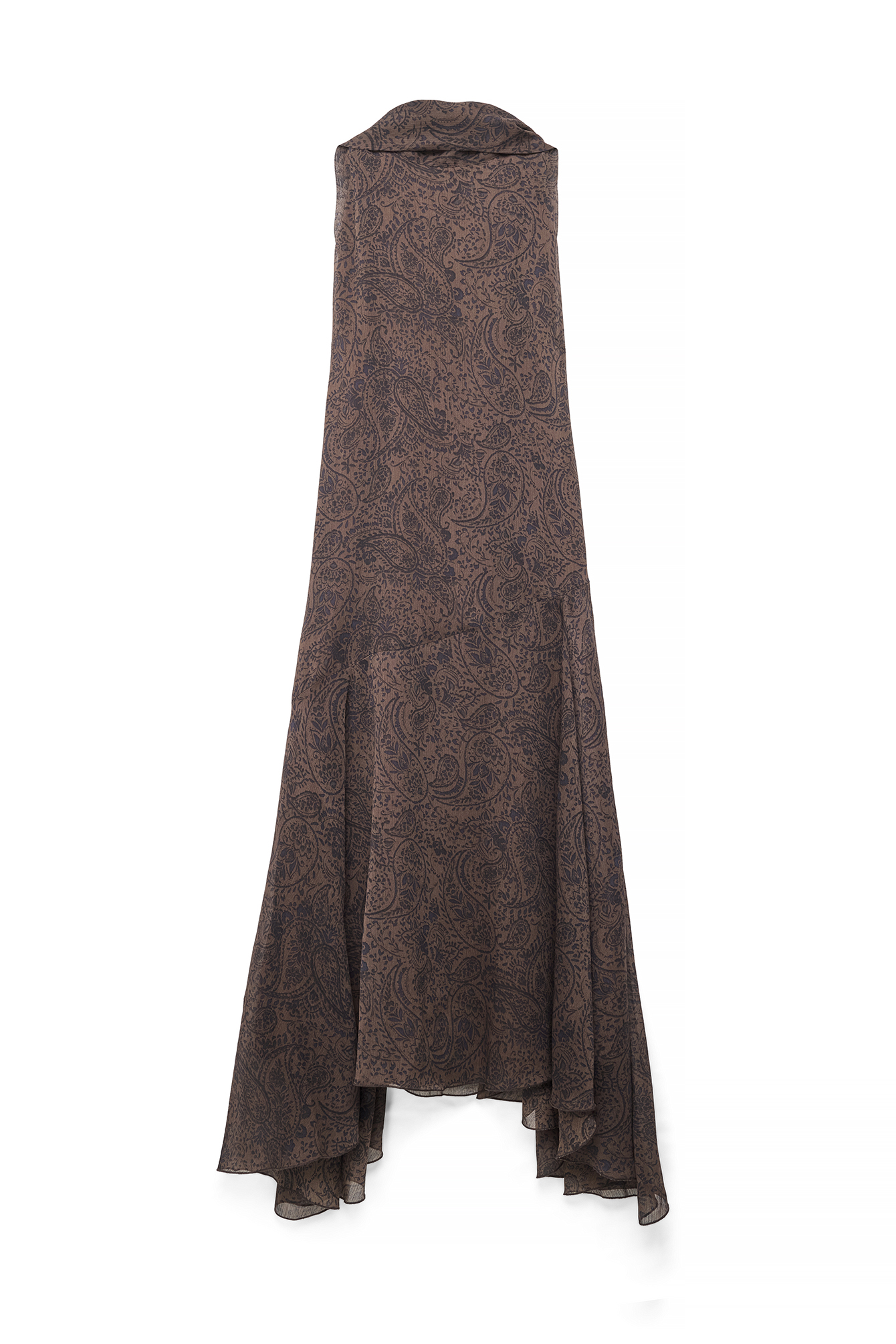 All Over Print Chiffon Scarf Detail Midi Dress