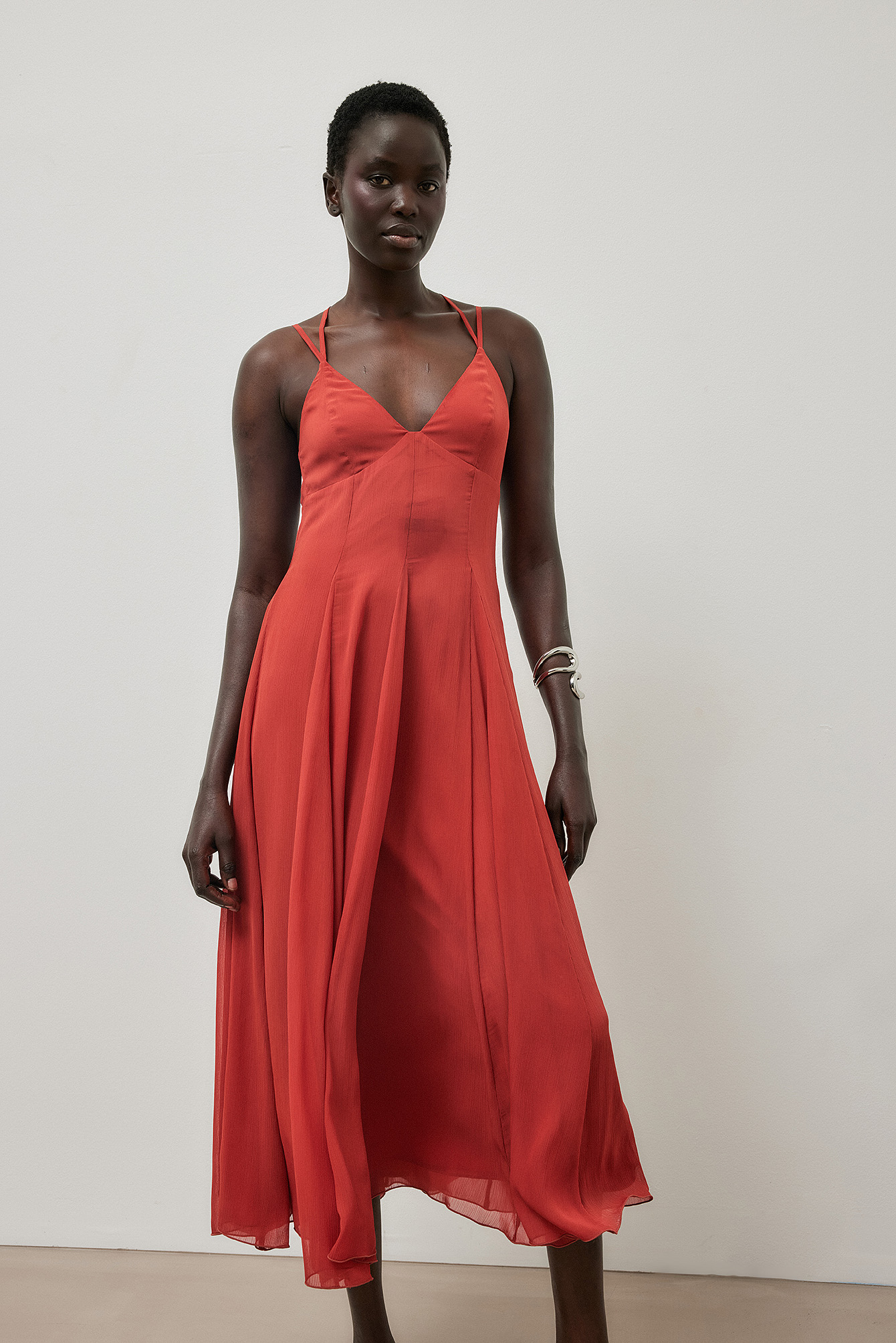 nakd satin midi dress Sanne De Kramer X Na-kd Front Slit Satin Midi Dress - Green In Slate Green