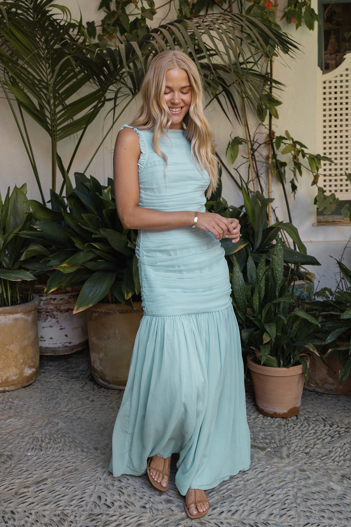 na kd chiffon dress Tiered Chiffon Maxi Dress Blue