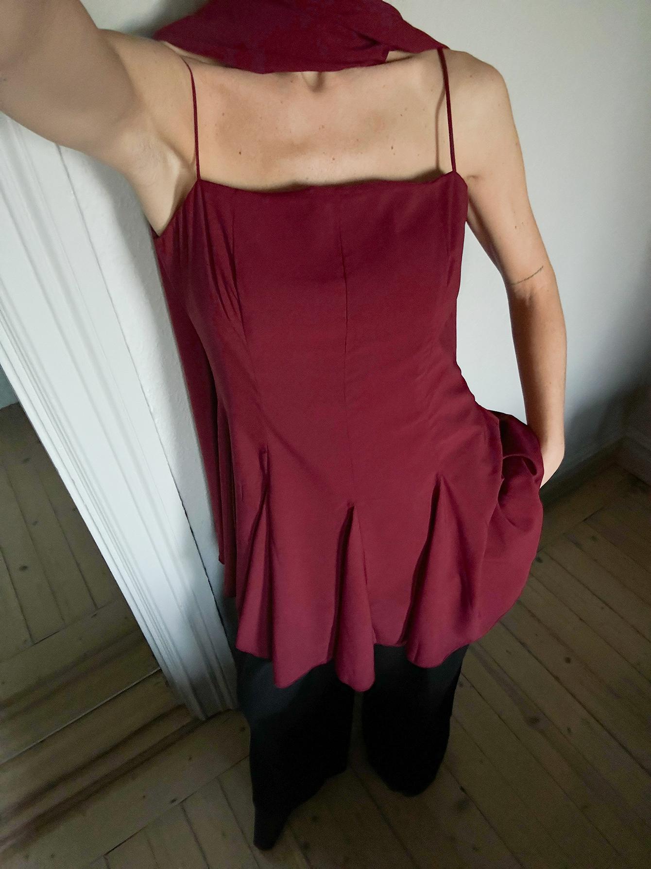 strapless open back dress Red Strapless Scarf Mini Dress - Shania Dress main image 1