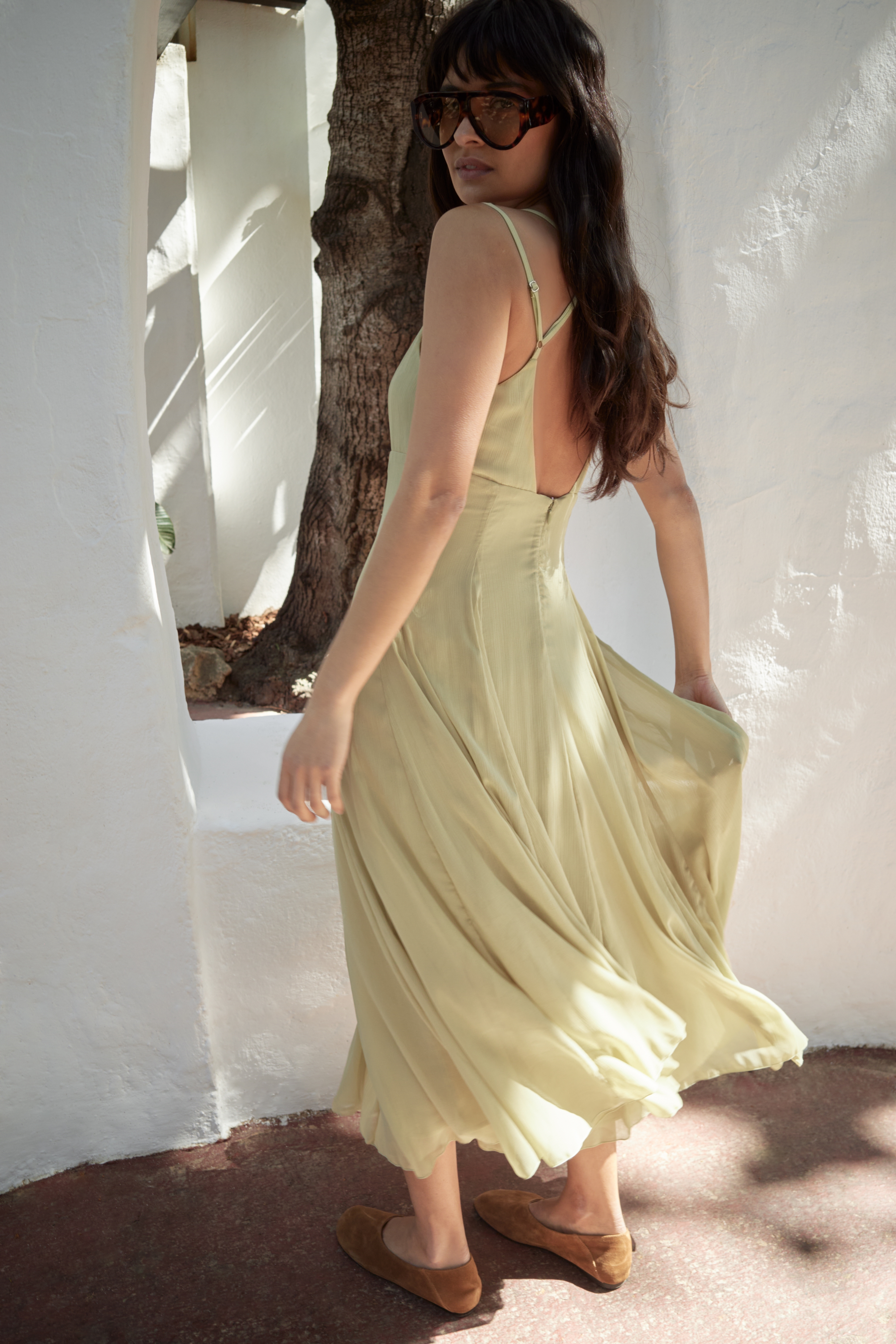 Linen Blend Seam Detail Maxi Dress Beige | NA-KD Linen Blend Seam Detail Maxi Dress Beige | NA-KD