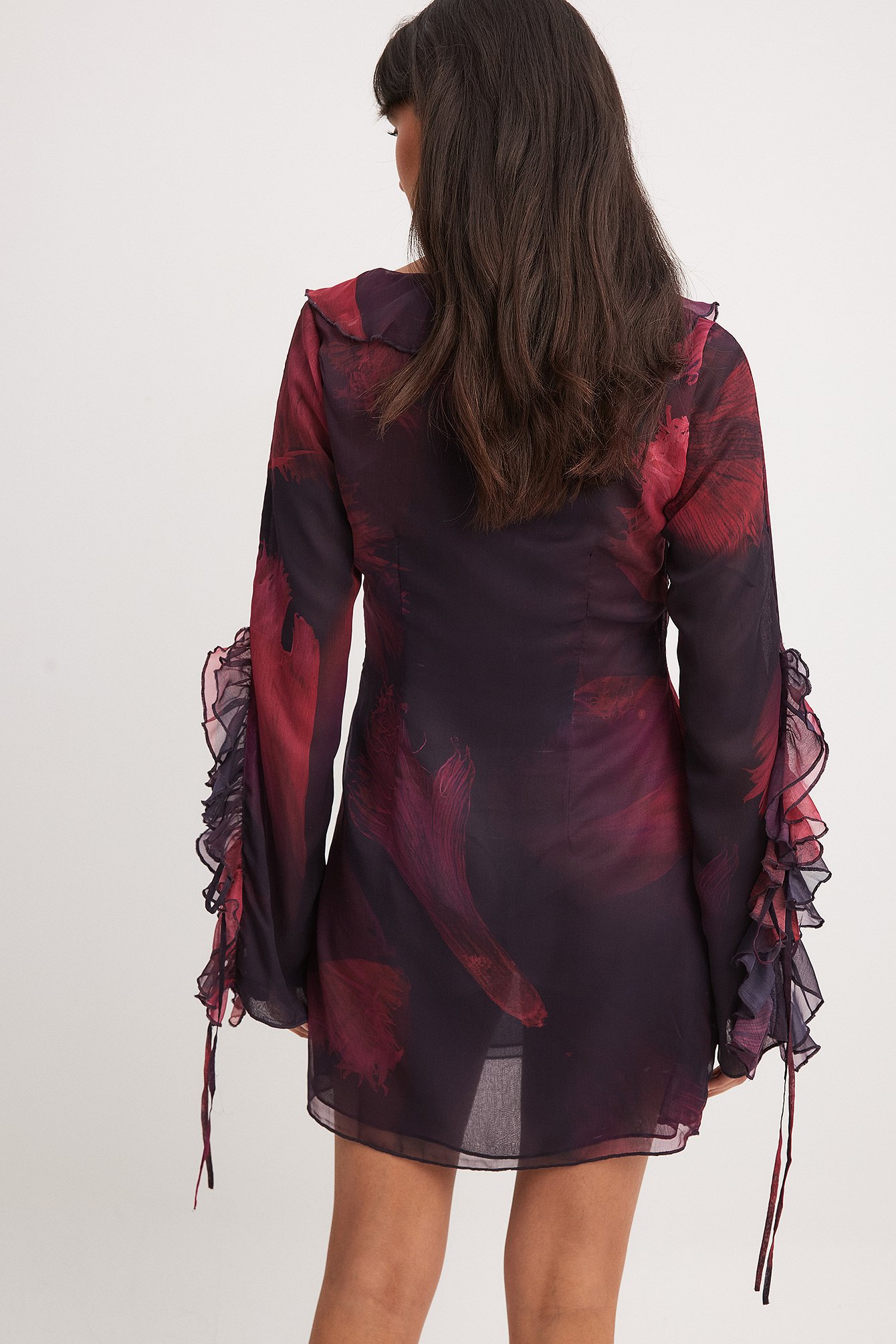 Sheer Printed High Slit Maxi Dress Multicolor | NA-KD