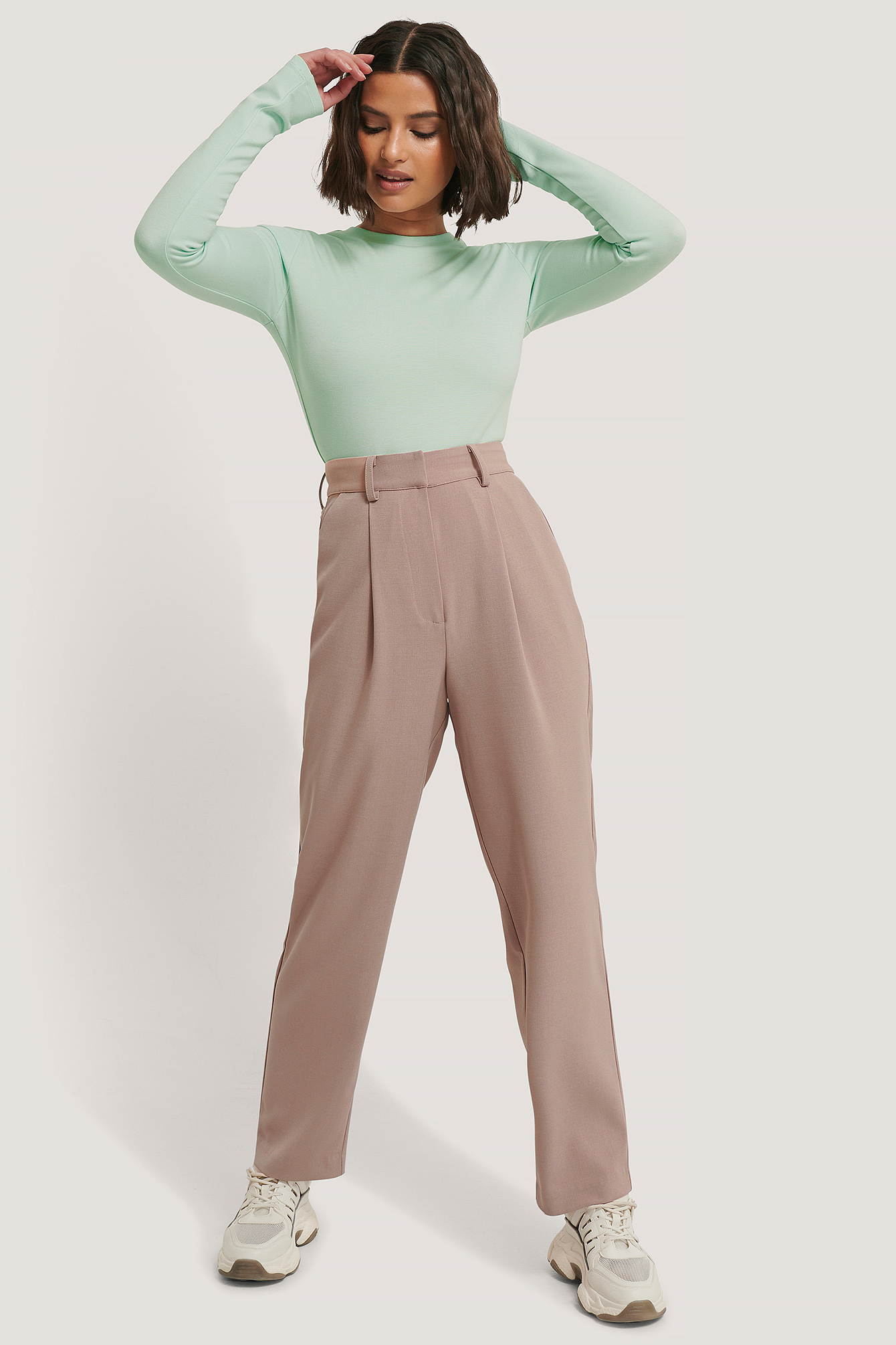 Pleat Balloon Suit Pants Pink