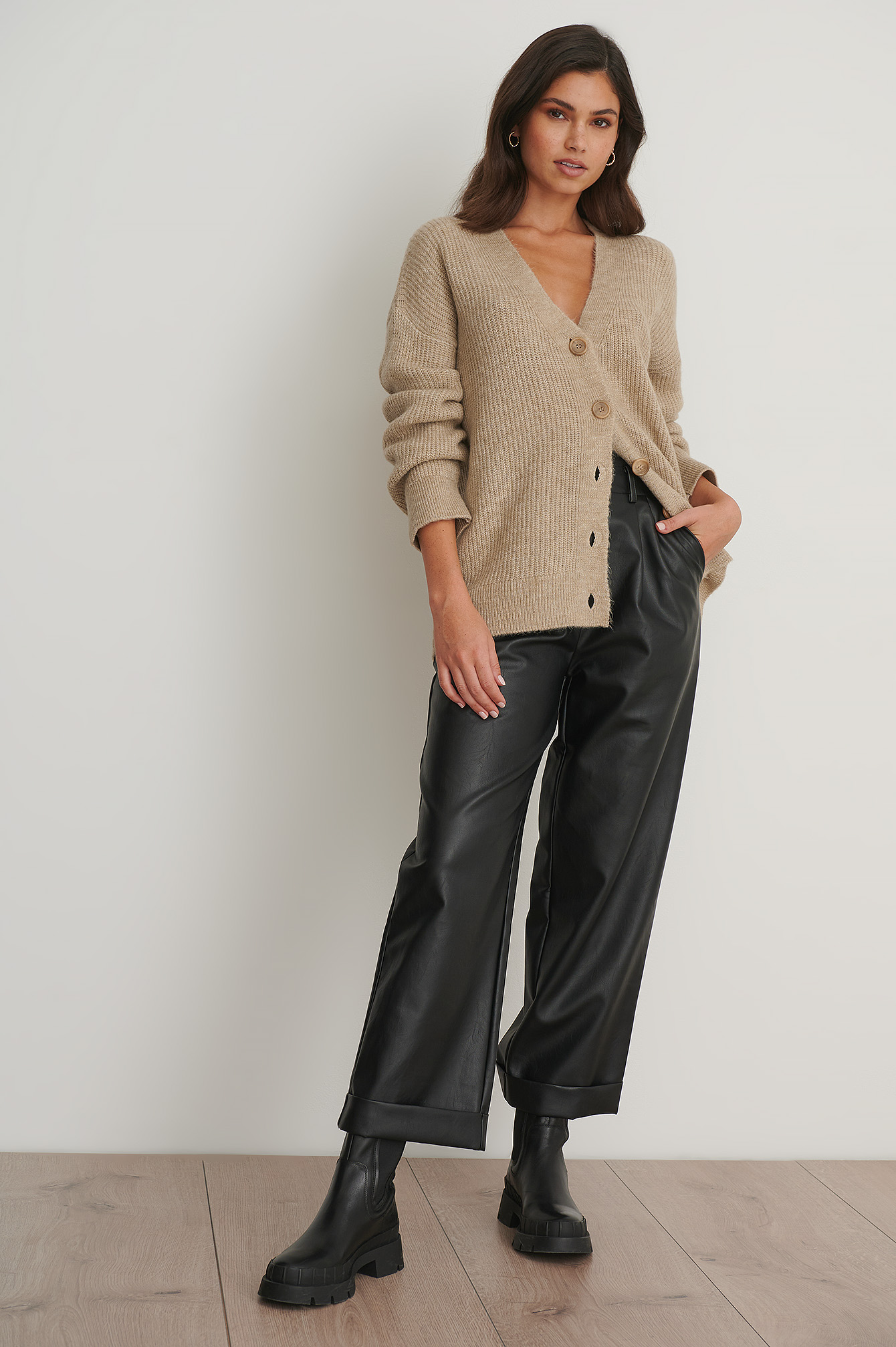 Grobe Strickjacke Beige Na Kd Com