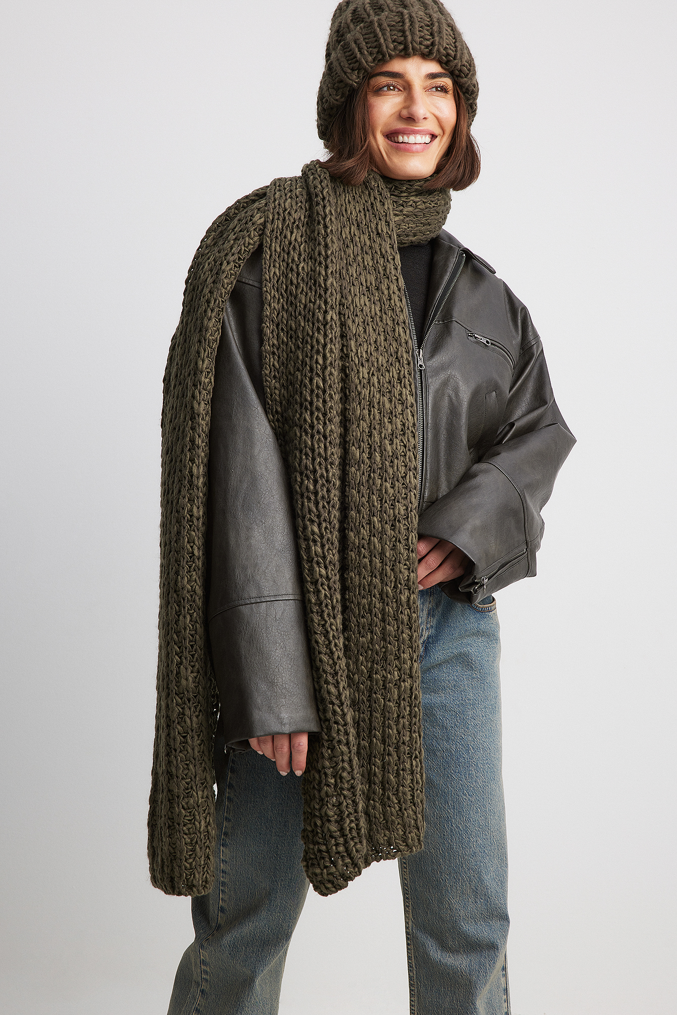 Chunky Knitted Scarf Multicolor | NA-KD