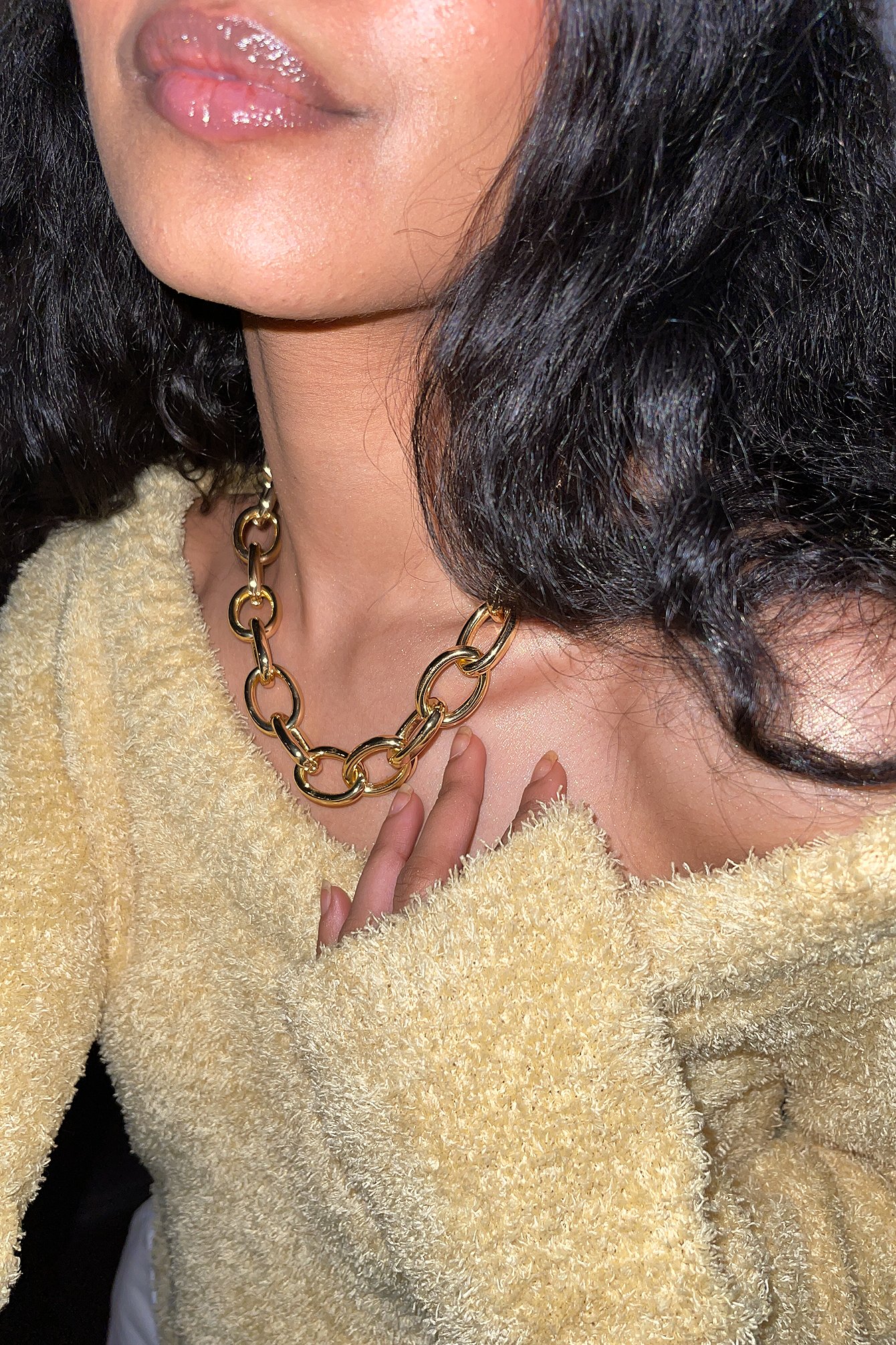 Gold Recycled Chunky Rounded Chain Necklace